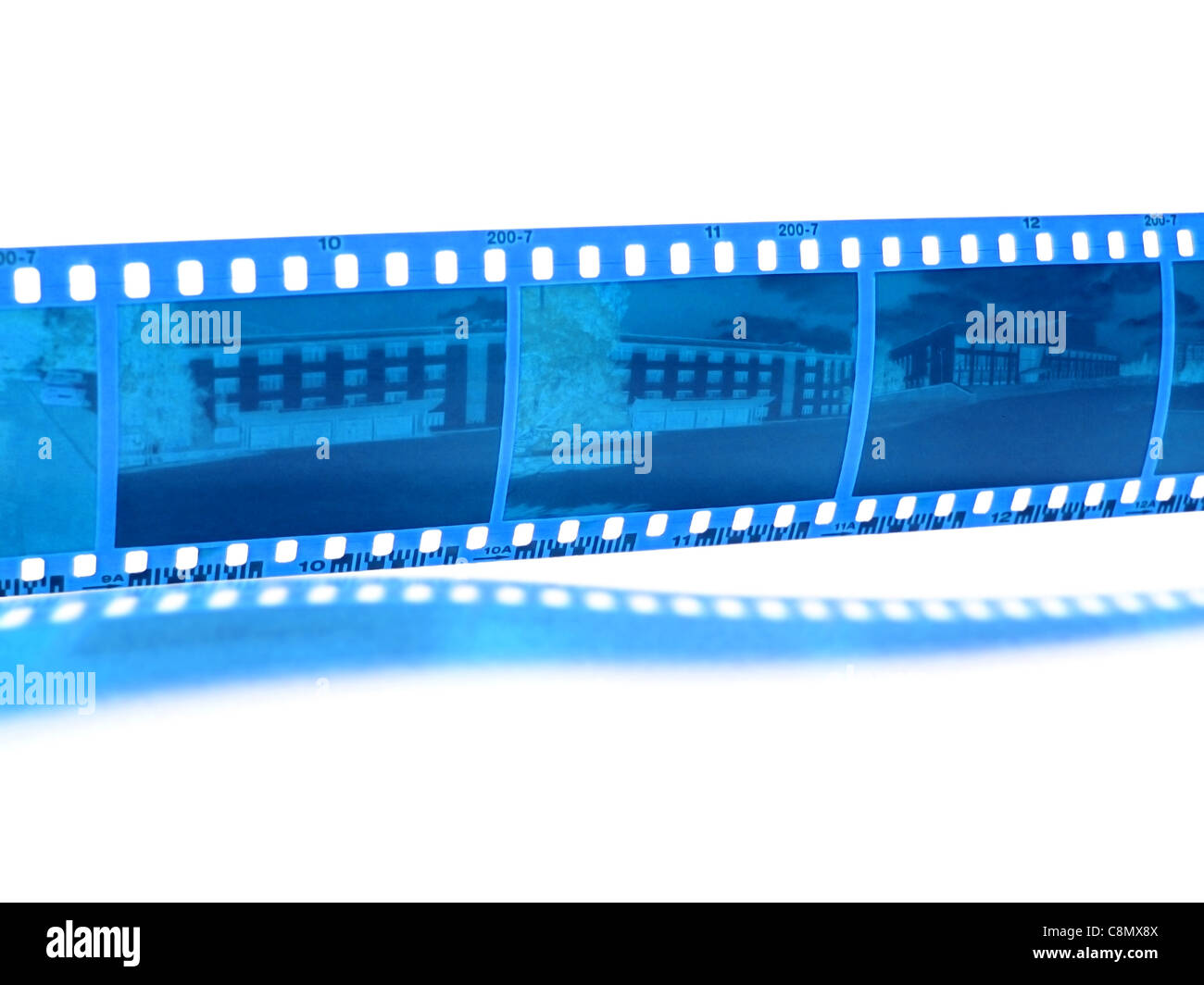 blaue Fotofilm mit Schatten Stockfoto