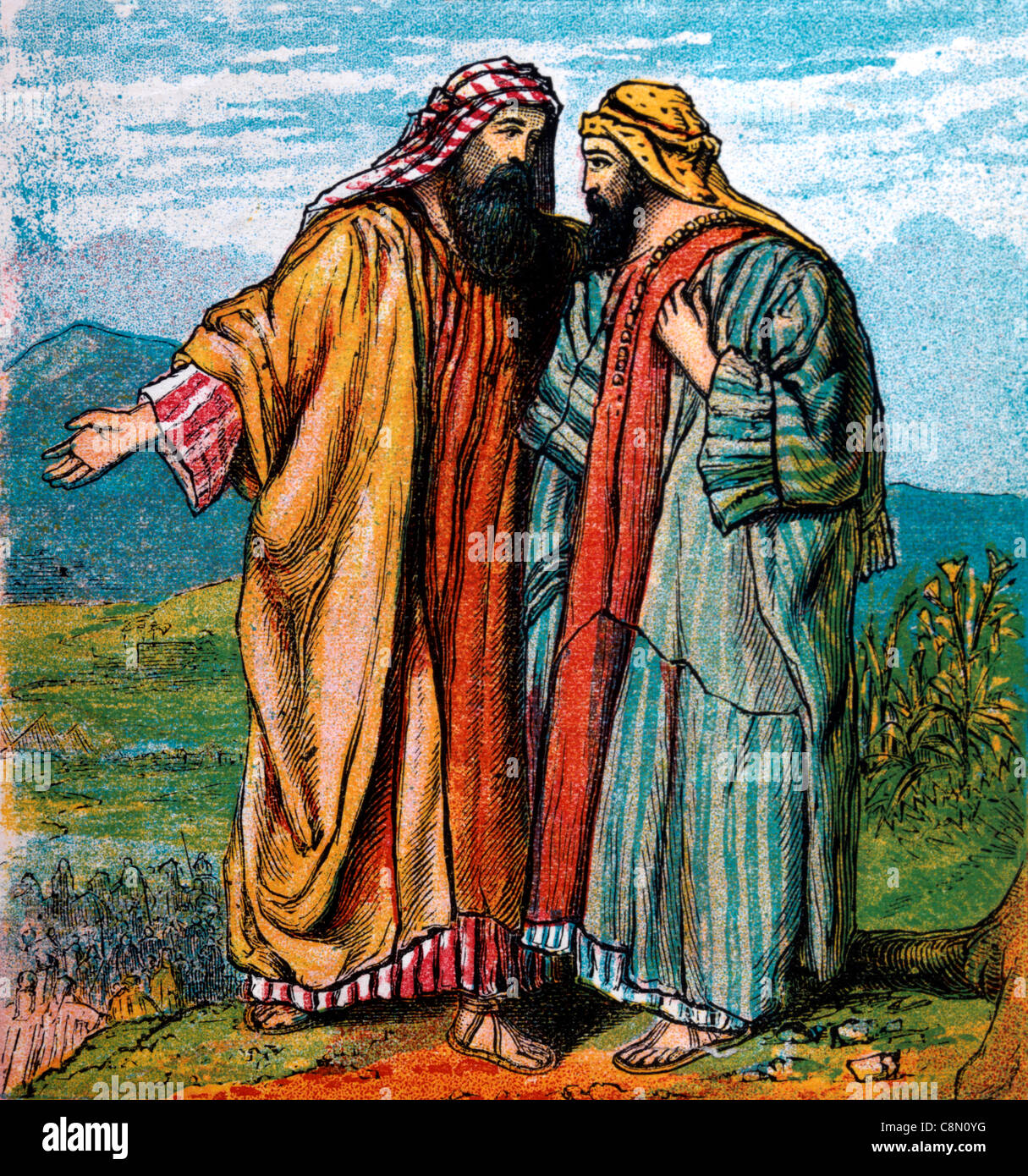 Bibel Geschichten - Illustration The Abschied von Abraham und Lot Genesis xiii Stockfoto