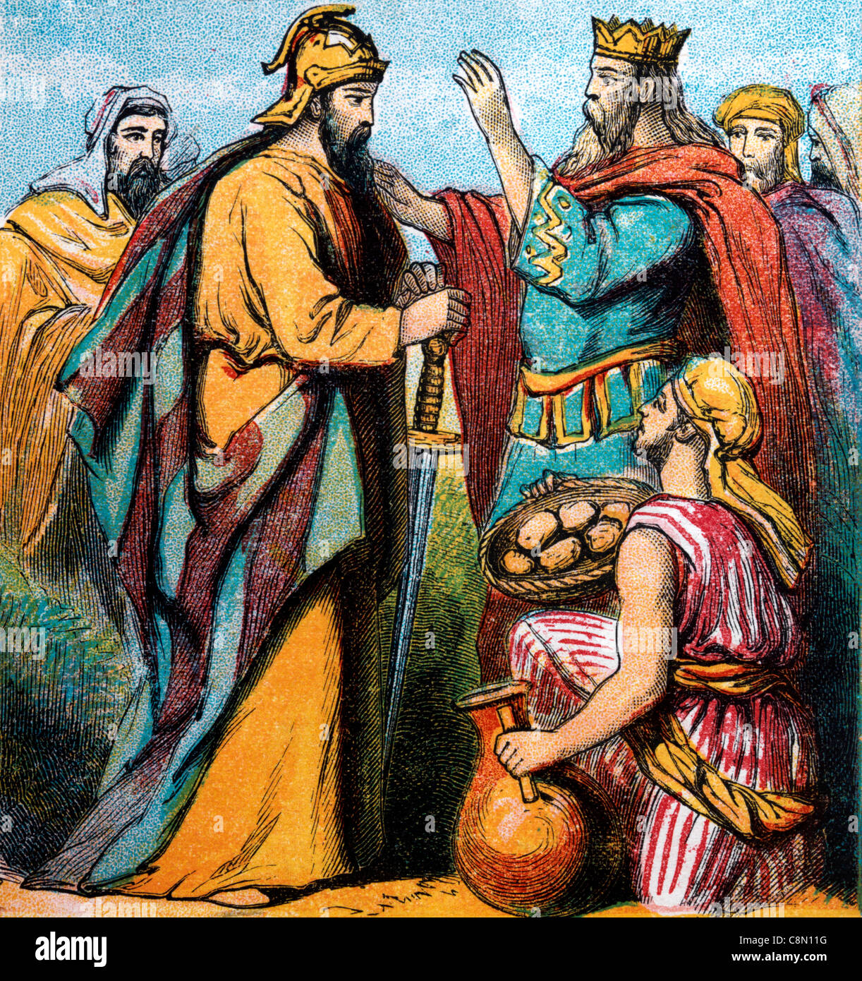 Bibel Geschichten - Illustration Melchizedek König von Salem brachte Forth Brot und Wein und gesegnete Abraham Genesis xiv Stockfoto