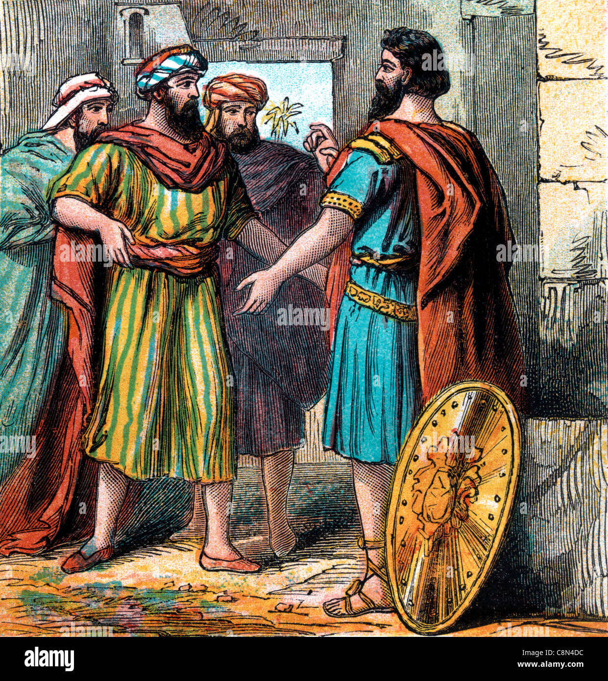 Bibel Geschichten-Illustration von Gideons Landsleute bietet ihn zu König Stockfoto