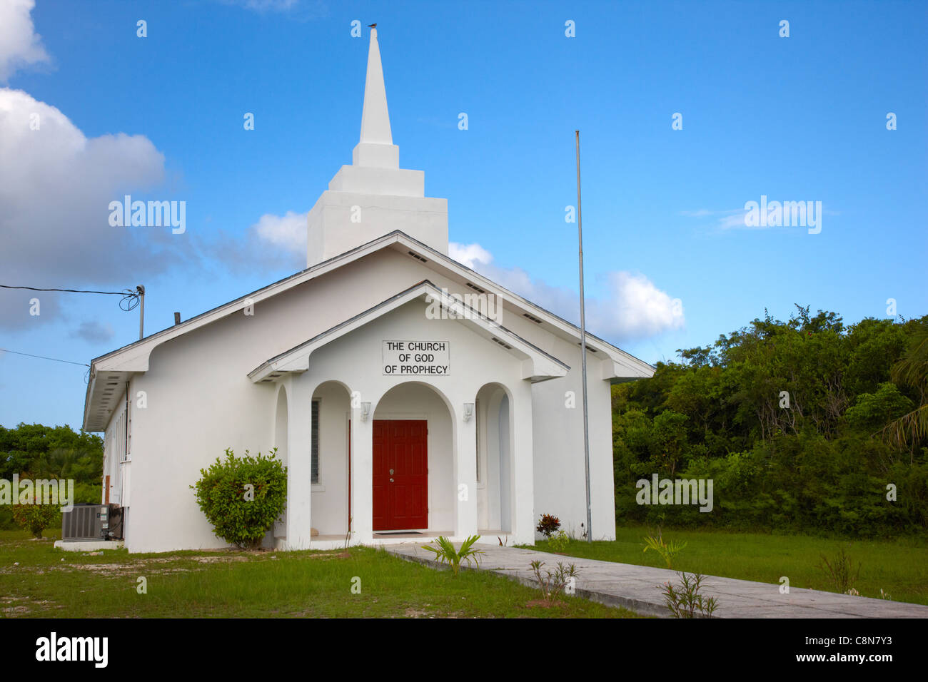 Kirche des Gottes der Prophezeiung, Cockburn Town, San Salvador, Bahamas, Karibik Stockfoto