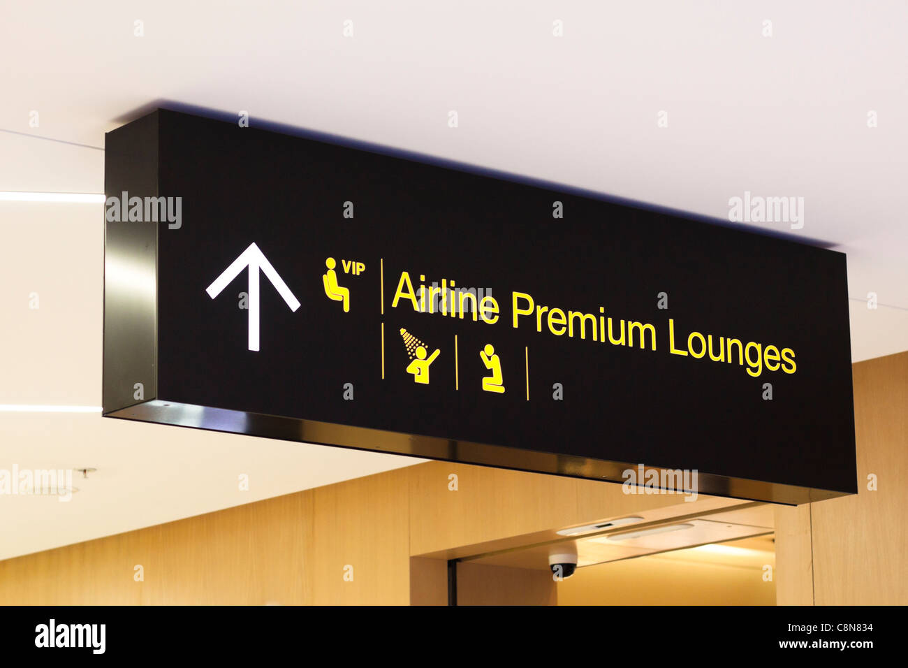 VIP Lounges der Fluggesellschaften Premium Flughafen Sign. Stockfoto