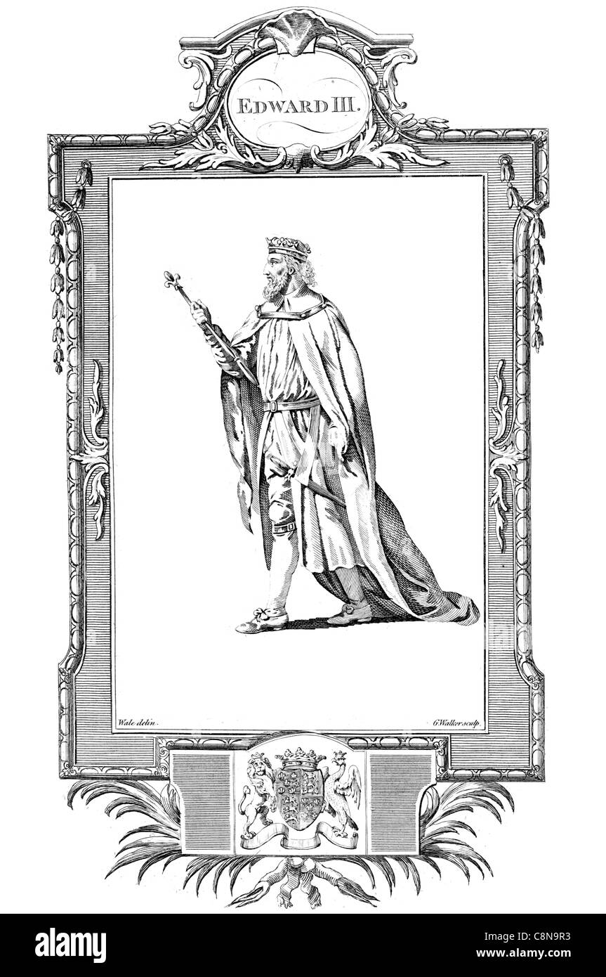König Edward III England 1312 1377 Krone Schwert englischen Monarchen im Mittelalter königliche Autorität Königreich Militärmacht Englisch Stockfoto