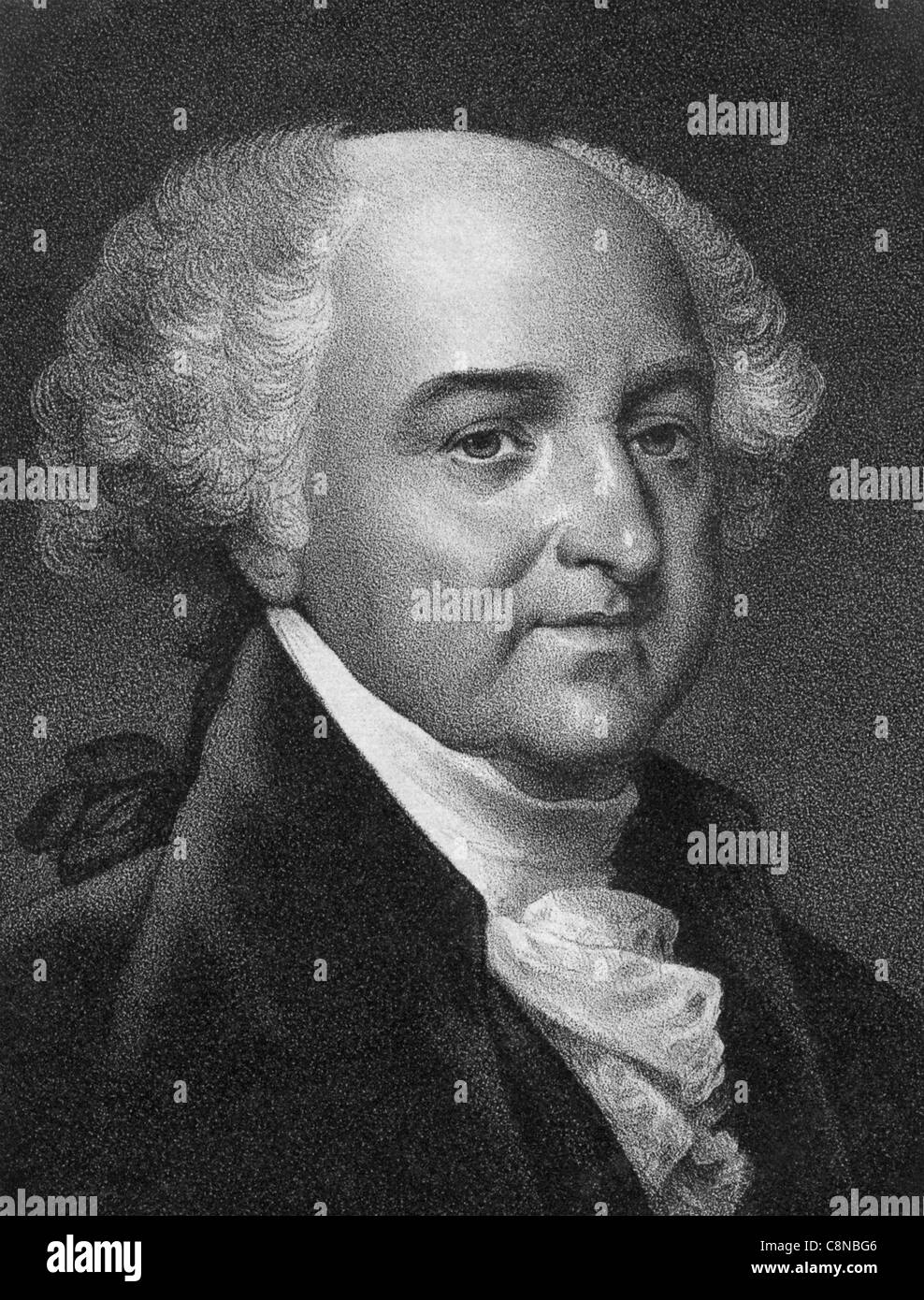 Vintage-Porträt von John Adams - dem zweiten US-Präsidenten (1797 - 1801) und ersten Vizepräsidenten (1789 - 1797). Stockfoto