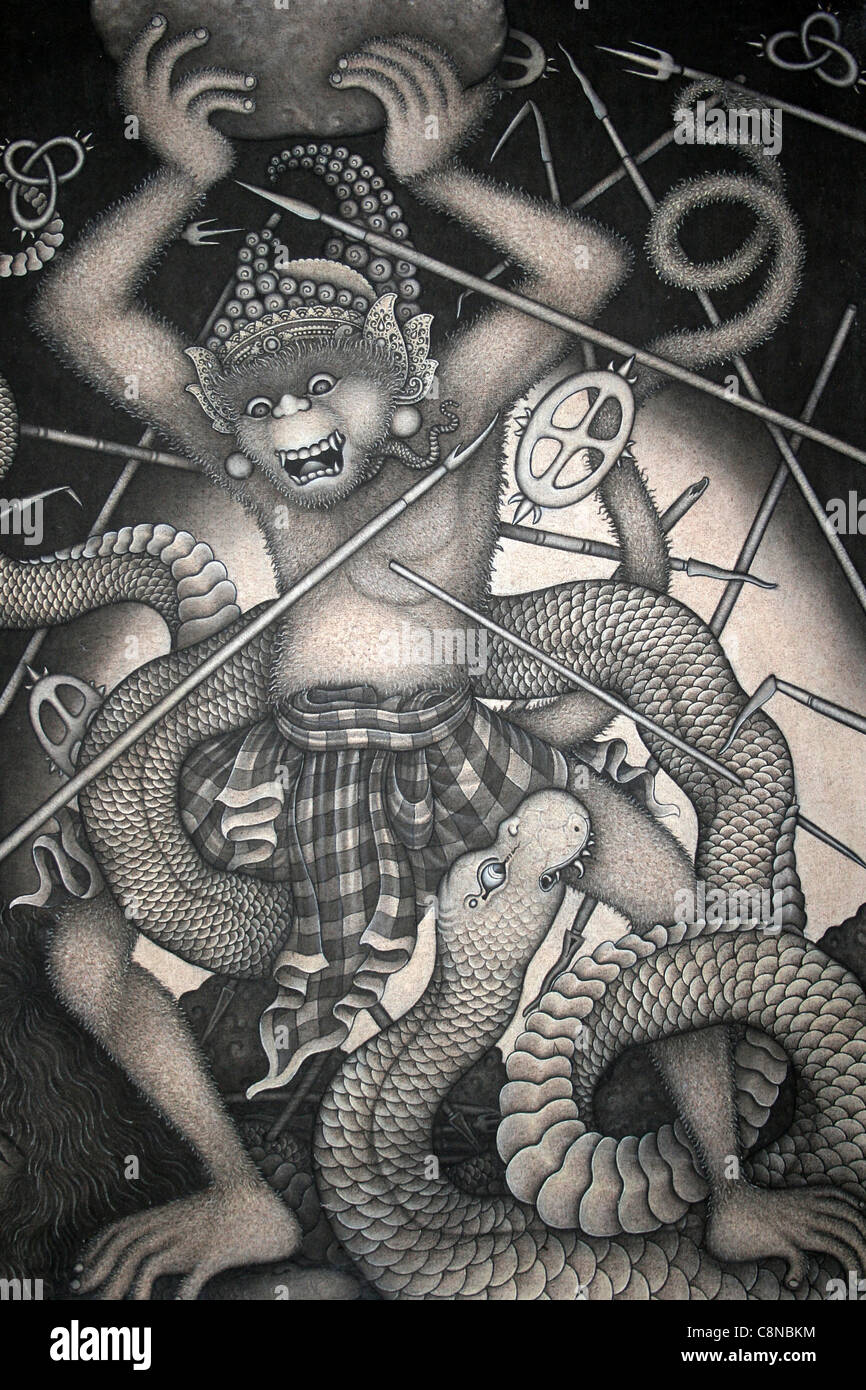 Bild einer Schlange beißen Lord Hanuman Stockfoto