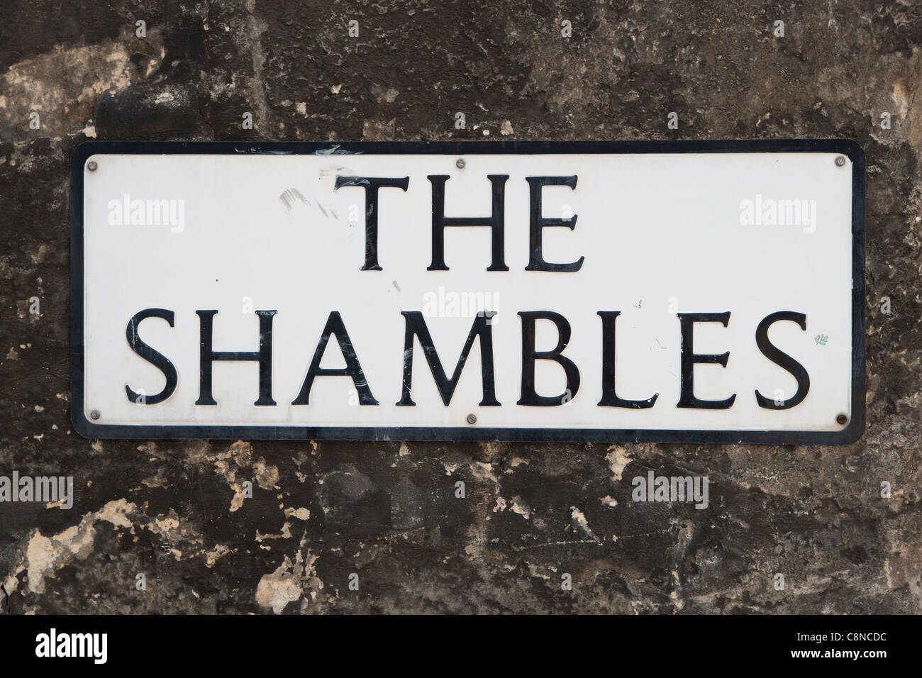 Großbritannien, England, Wiltshire, Bradford-on-Avon, The Shambles street name Zeichen Stockfoto