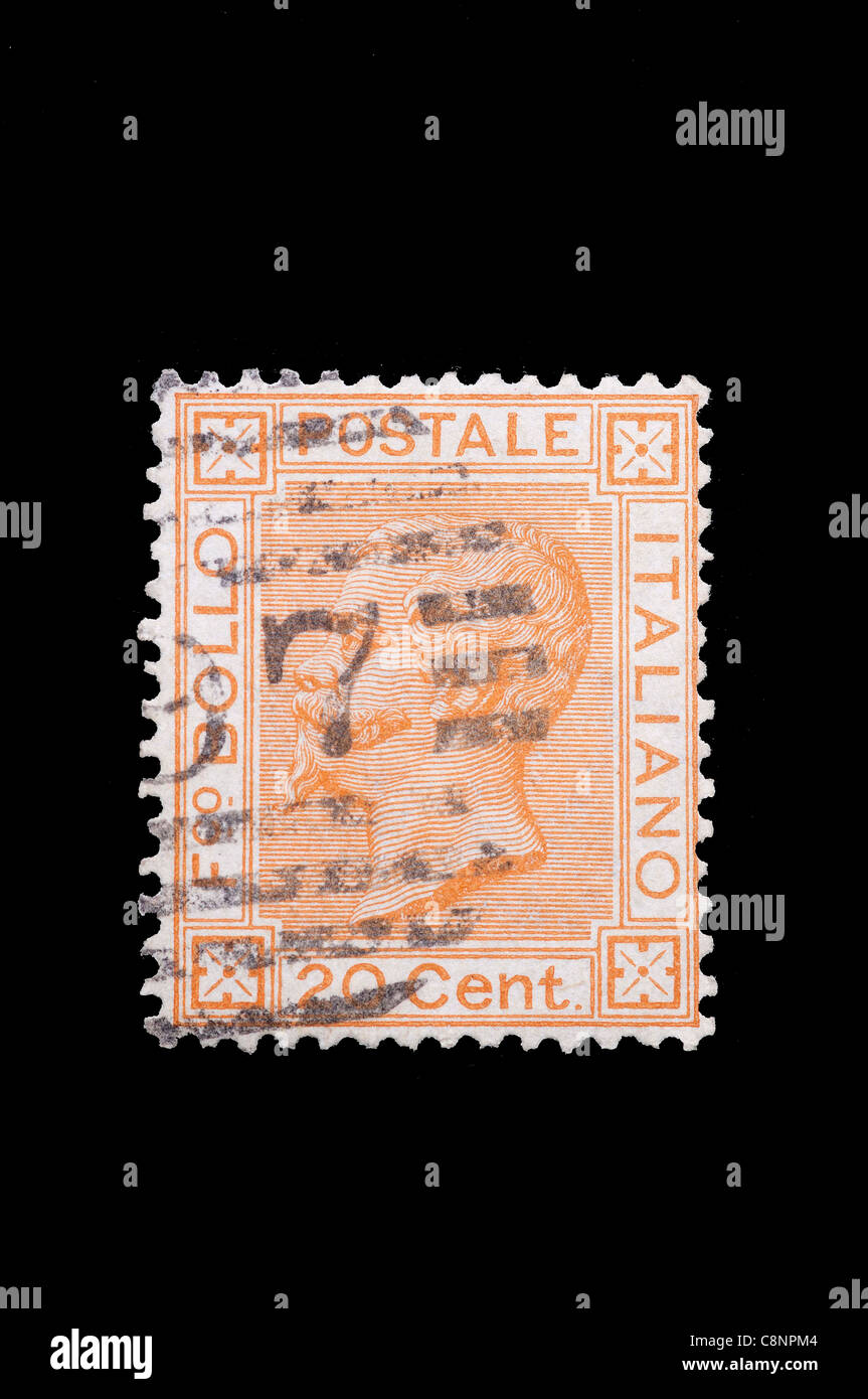 Der König Victor Emanuel II (Vittorio Emanuele Maria Alberto Eugenio Ferdinando Tommaso) in einem alten italienischen Königreich Stempel Stockfoto