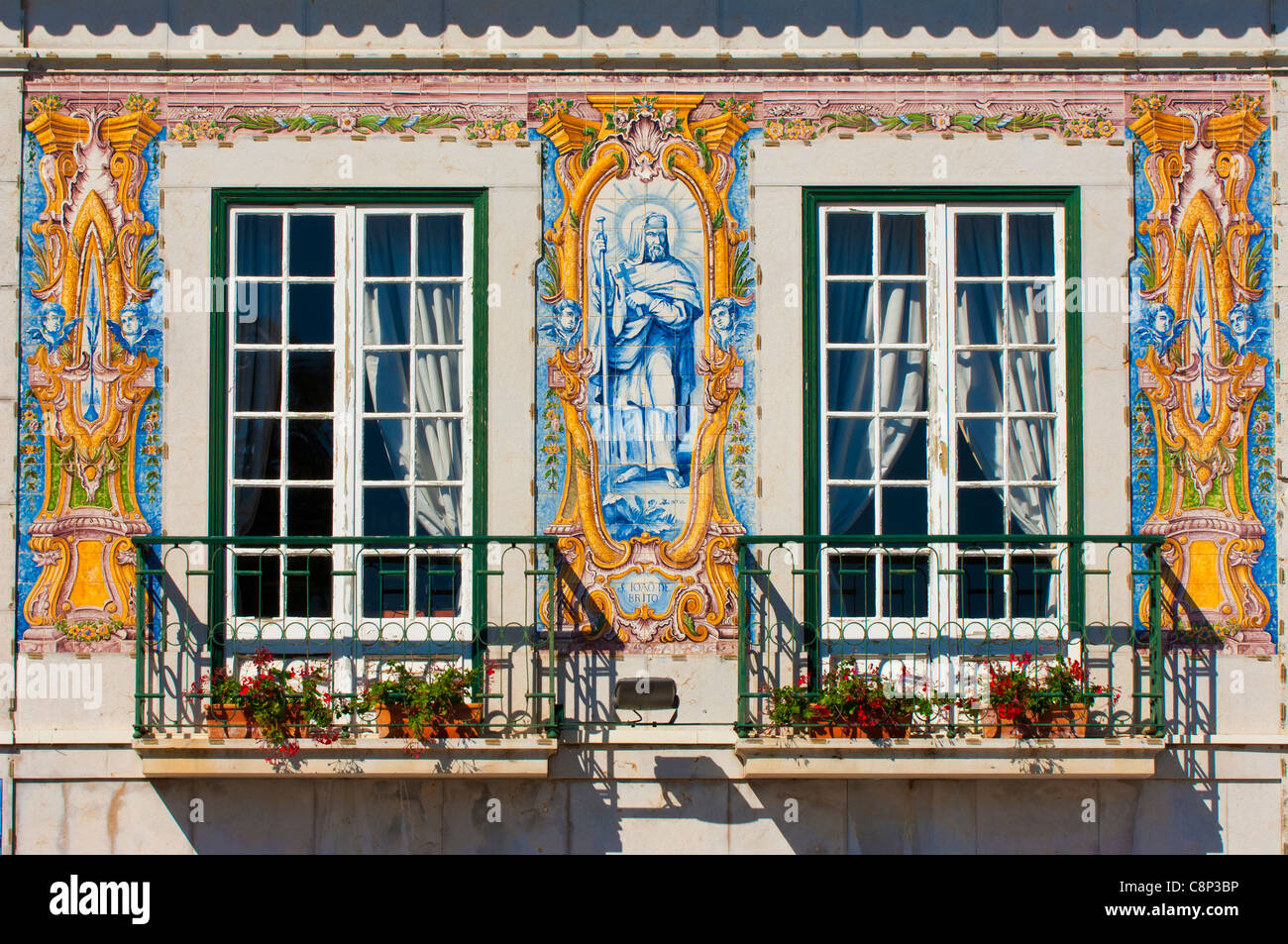 Cascais Rathaus, Azulejos, Küste von Lissabon, Portugal Stockfoto
