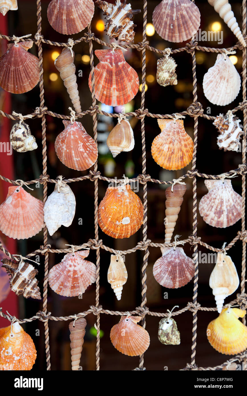 Vorhang aus Muscheln, Souvenir verkauft in Griechenland Stockfoto