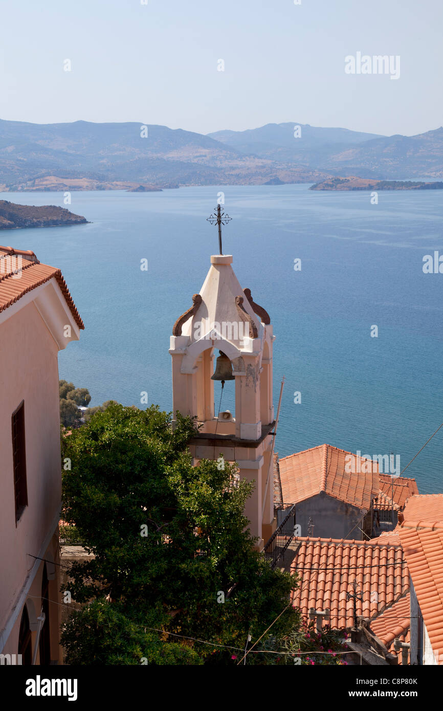 Kirche von Griechenland am Meer in Mithymna, Lesbos, Griechenland Stockfoto