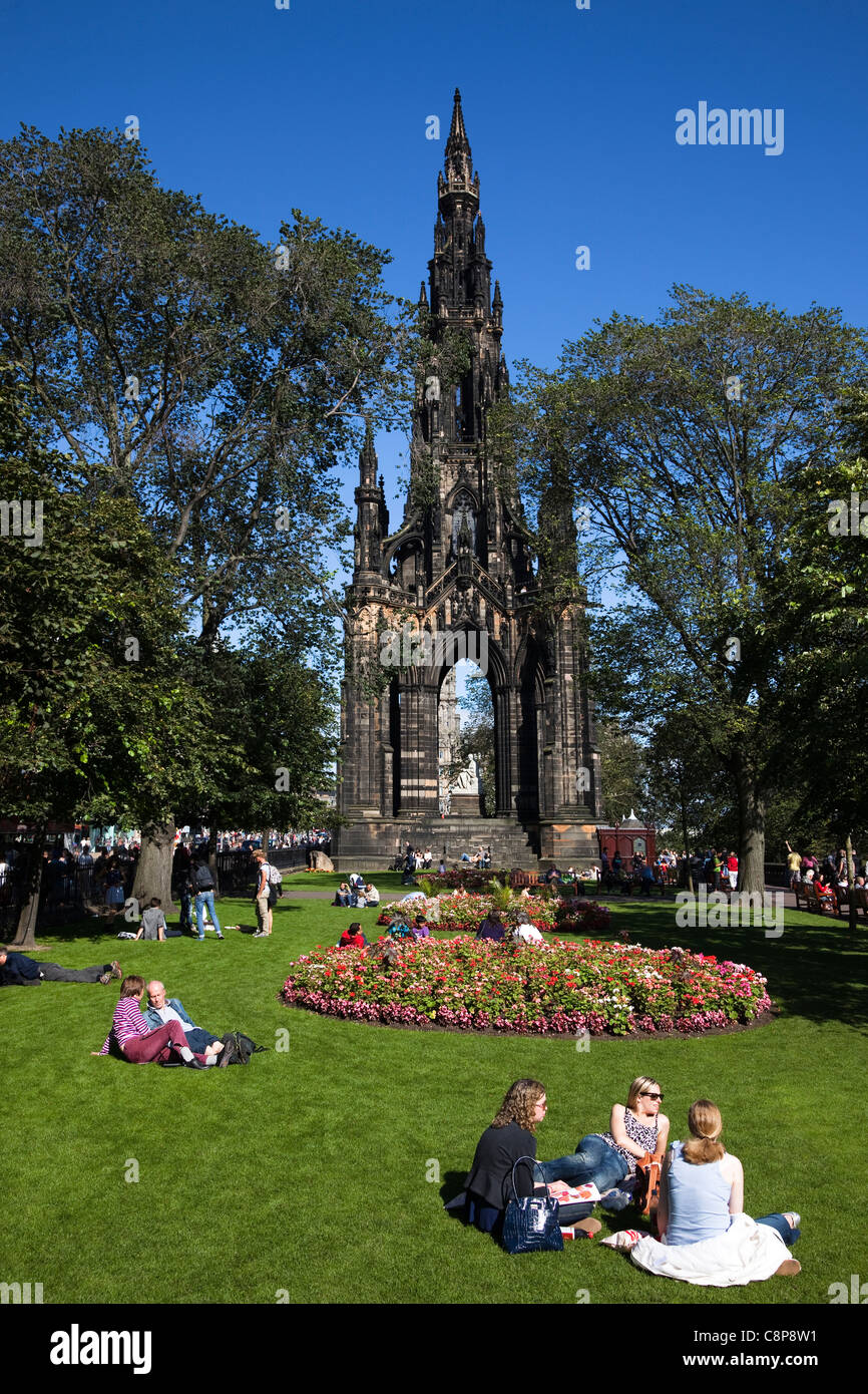 Scott Monument in Princes Street Gardens, Edinburgh, Schottland, Großbritannien Stockfoto