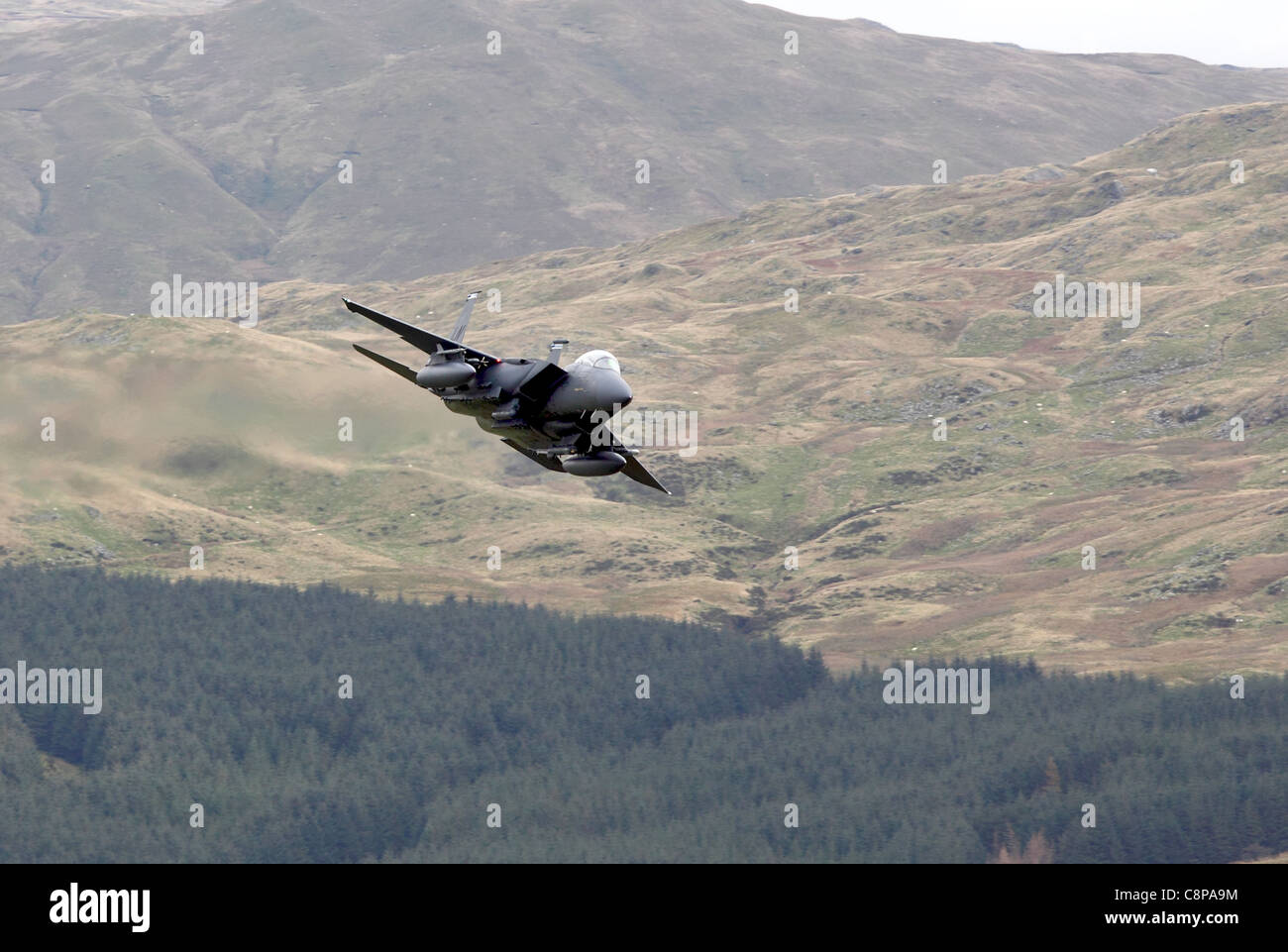 F15 Eagle niedrigen Niveau Ausbildung Mid-Wales Stockfoto