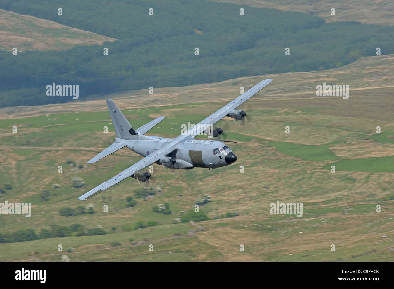 RAF Hercules niedrigen Niveau Ausbildung Mid-Wales Stockfoto