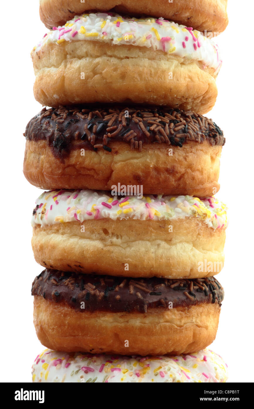 Ein Stapel von vereisten Donuts (oder Krapfen) Stockfoto