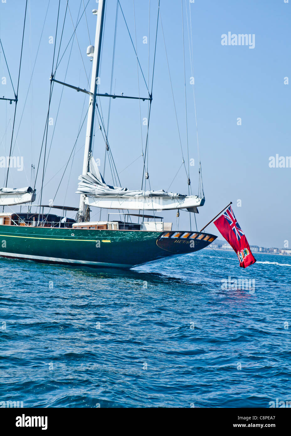 Segelboot in Weymouth und Portland Bucht Stockfoto