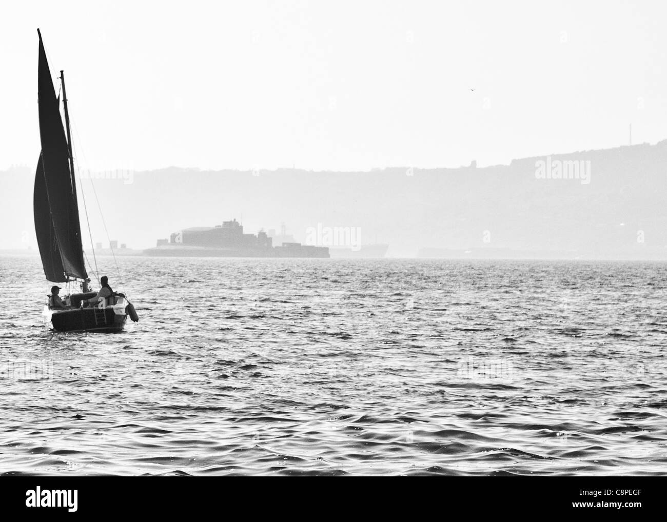 Segelboot im Hafen von Weymouth Stockfoto