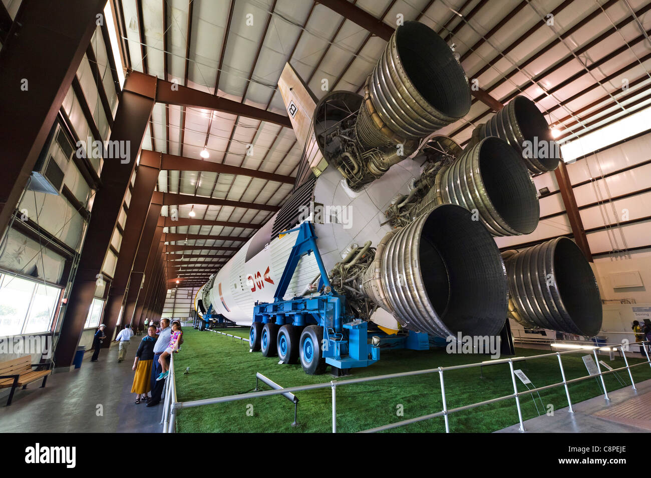 Die letzten ungenutzten Saturn V-Rakete von der Apollo Platz Programm, Johnson Space Center in Houston, Texas, USA Stockfoto