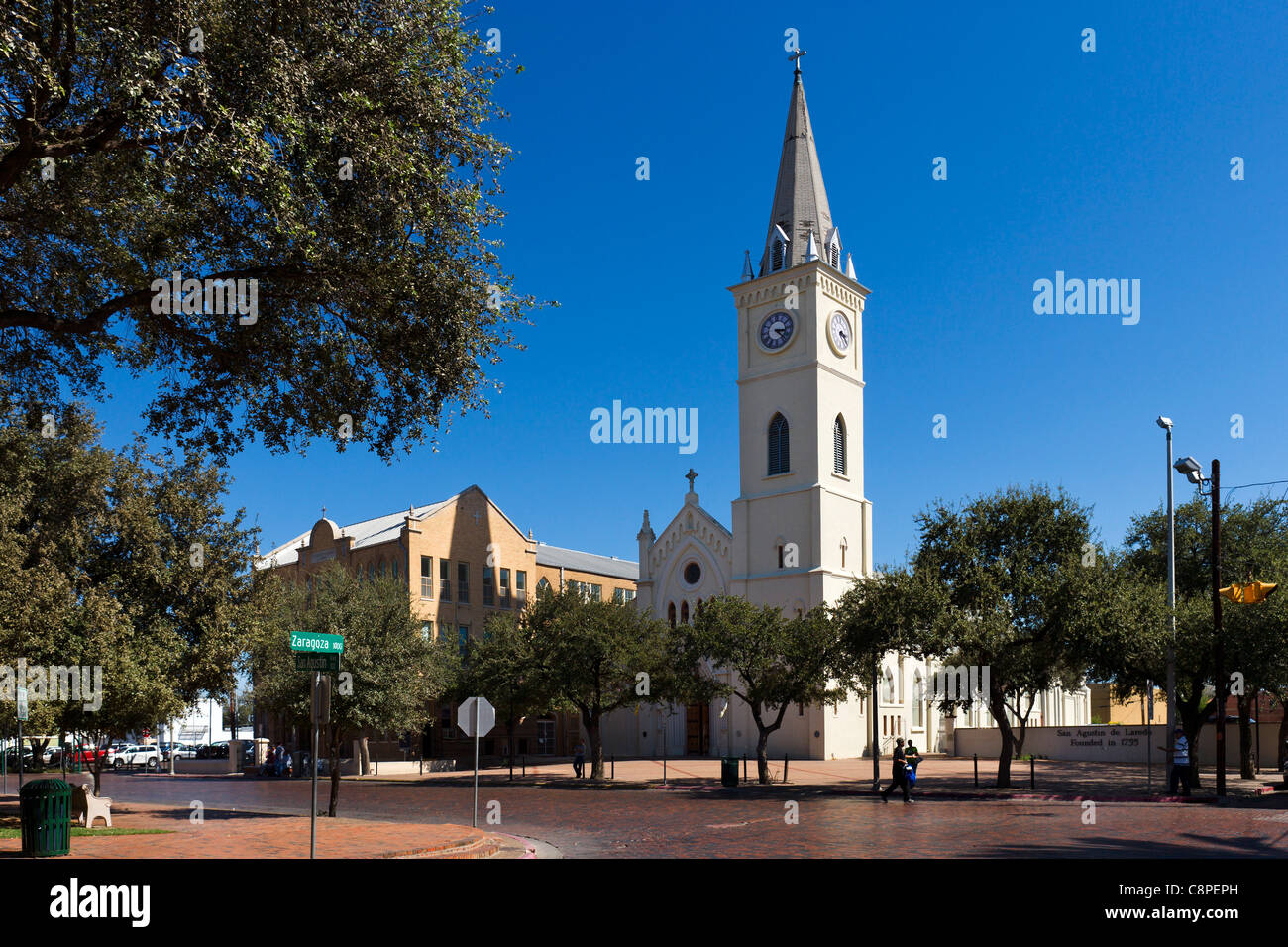 Die Kathedrale von San Agustin am Hauptplatz, Laredo, Texas, USA Stockfoto