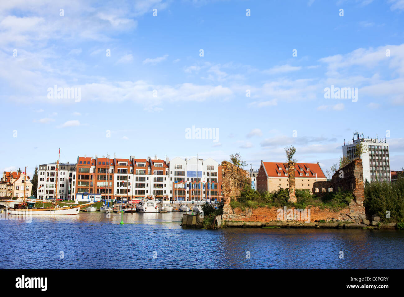 Stadtbild von Gdansk in Polen an der Mottlau Stockfoto
