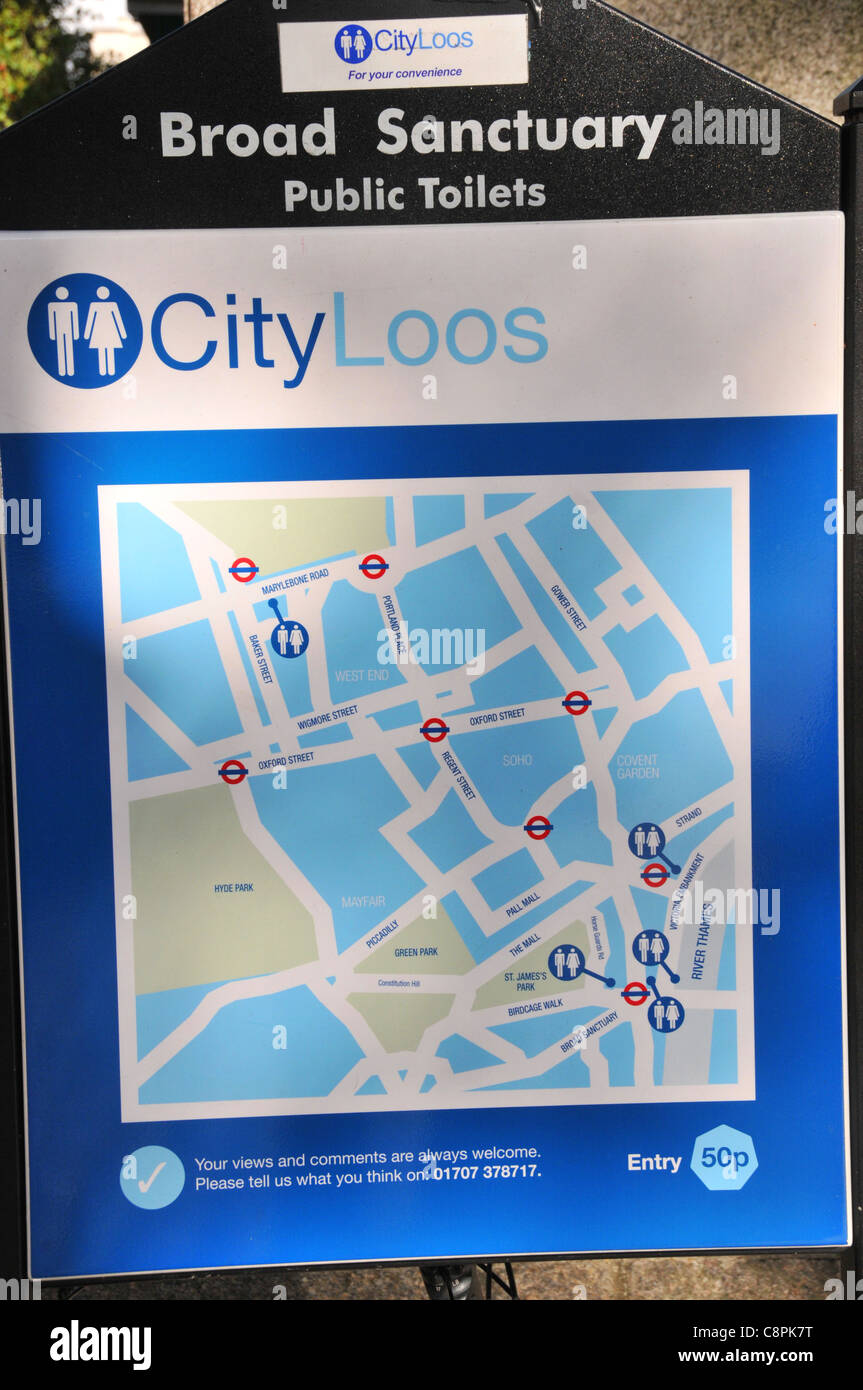 Stadt Loos London WC Karte öffentliche Toiletten Stockfoto