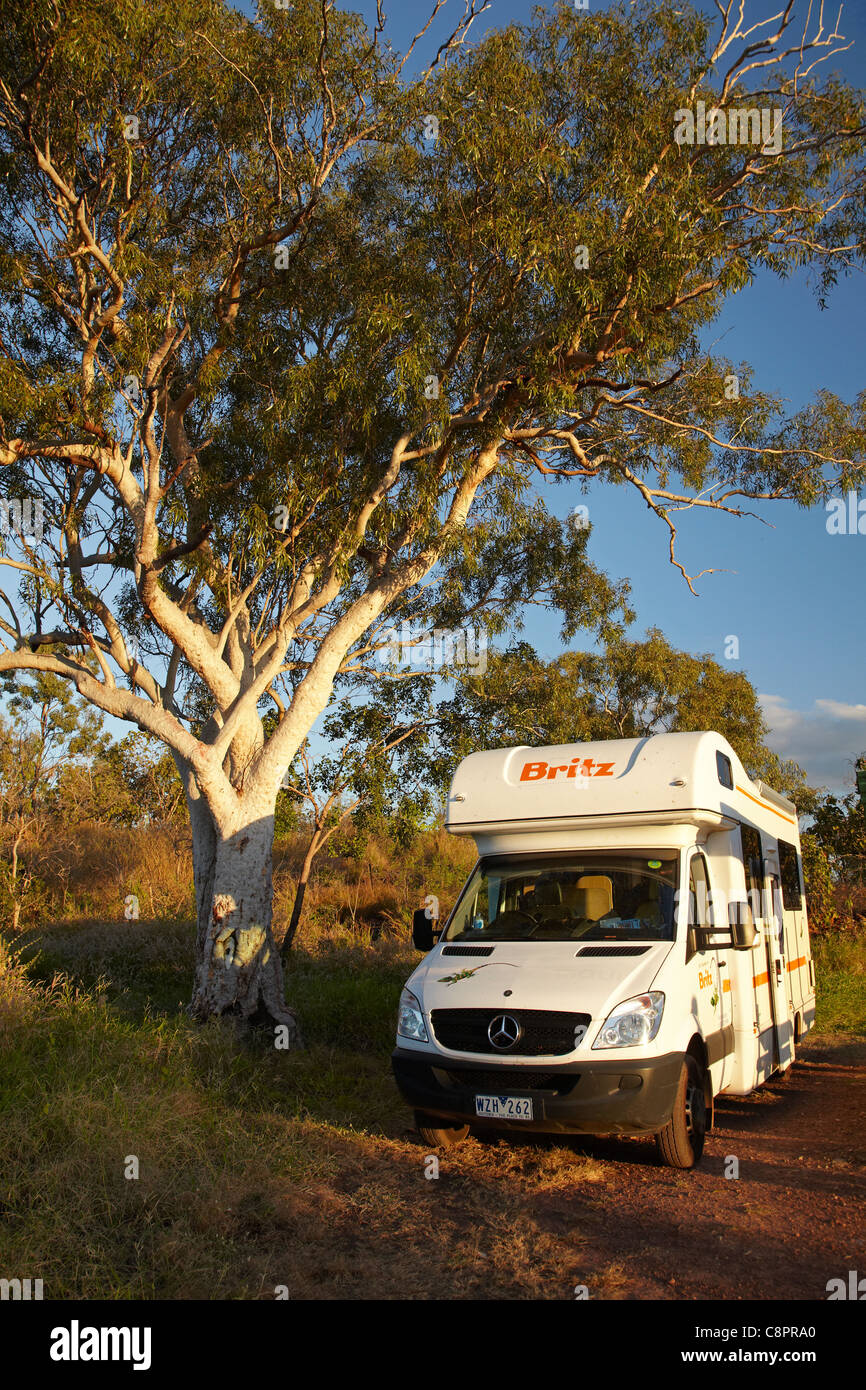 Wohnmobil, Mathison rest Stop, Victoria Highway, Northern Territory, Australien Stockfoto