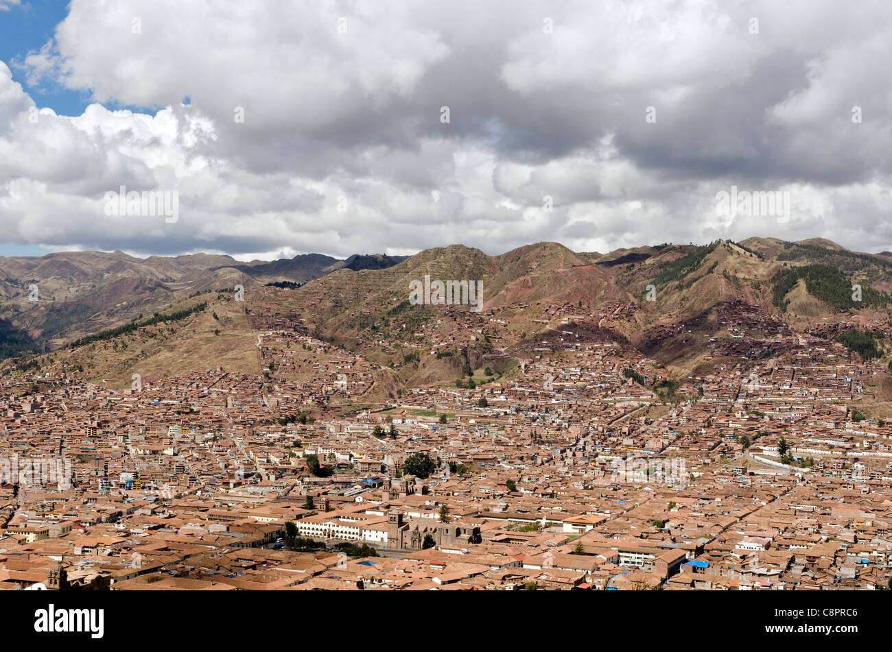 Luftaufnahme der Stadt Cusco Peru Stockfoto