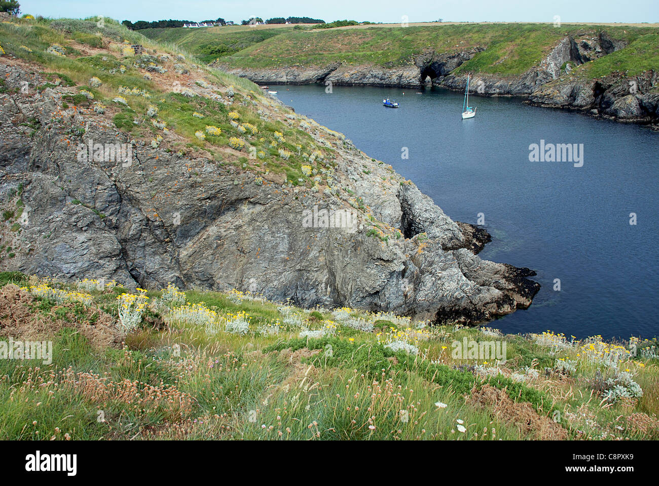 Frankreich, Bretagne, Belle-Ile-de-Mer, Port Goulphar Stockfoto