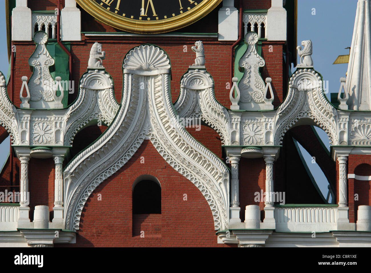 Dekoration der Spasskaja-Turm in Moskau Kremlin. Stockfoto