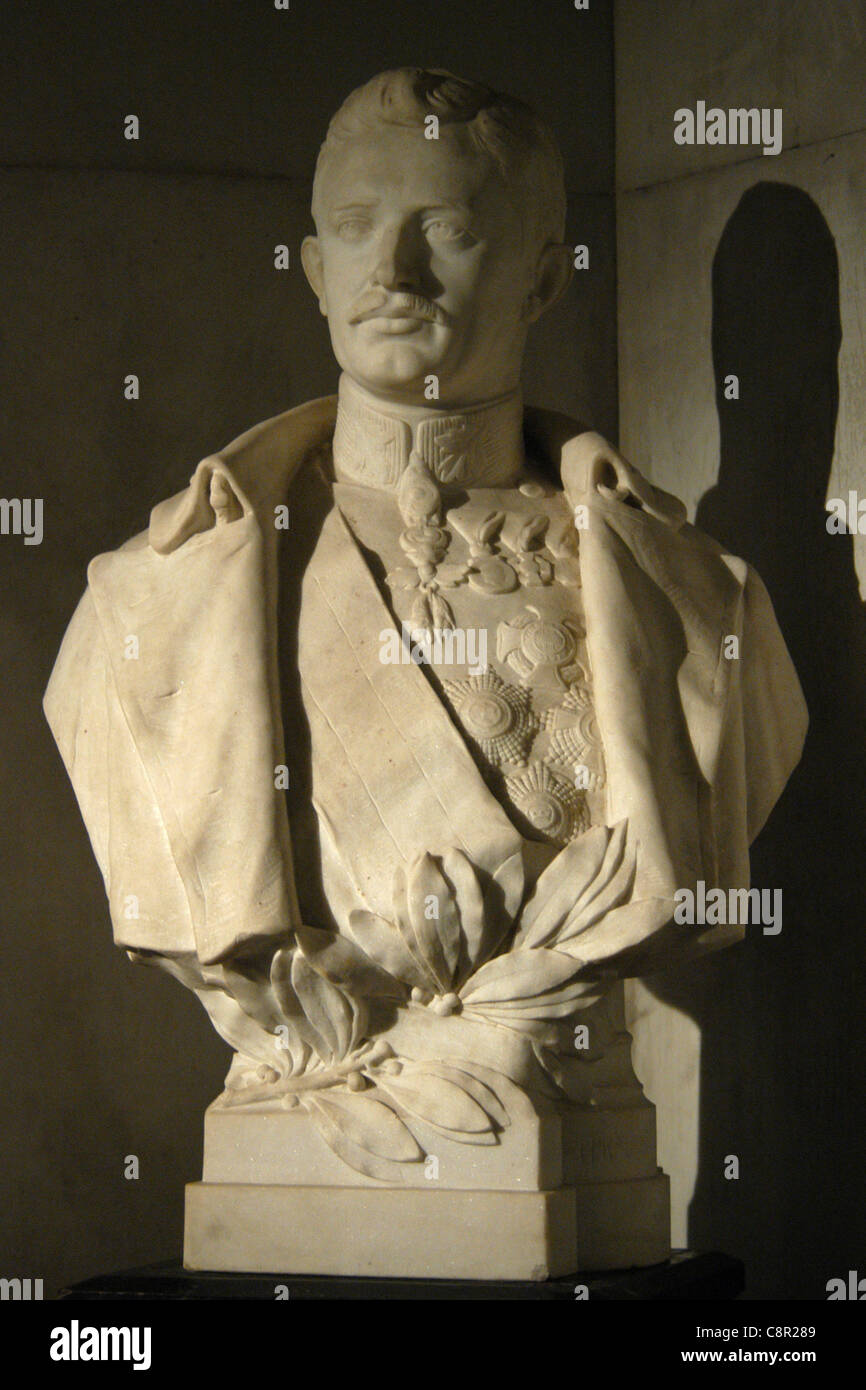 Marmor Büste von Kaiser Charles I von Österreich in der Kaisergruft (Kapuzinergruft) in Wien, Österreich. Der letzte regierende Kaiser von Österreich-Ungarn ist noch auf der Insel Madeira, Portugal beerdigt. Stockfoto