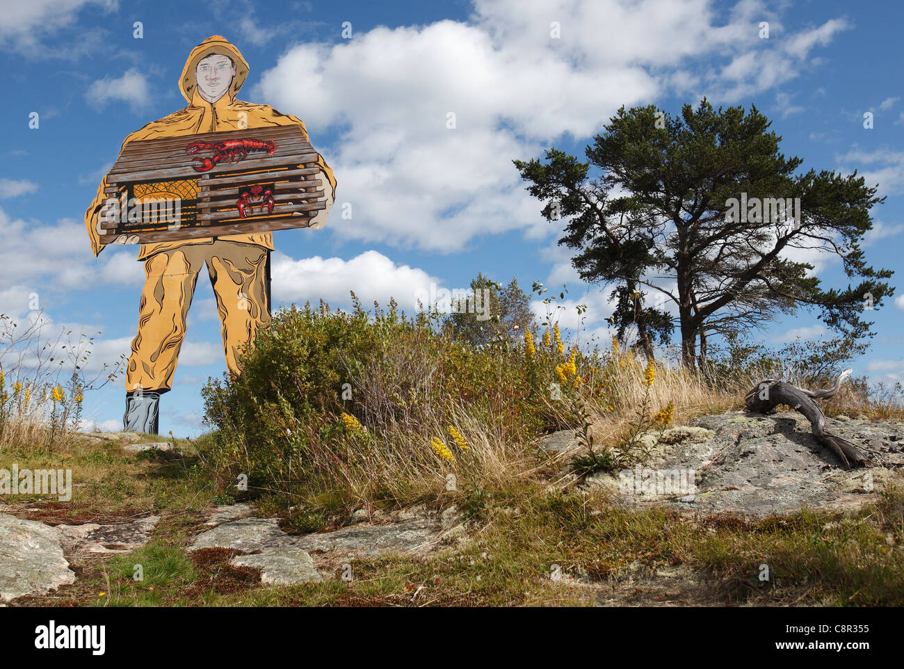 Hummerfischer Plakatwand, Down East Maine, USA Stockfoto