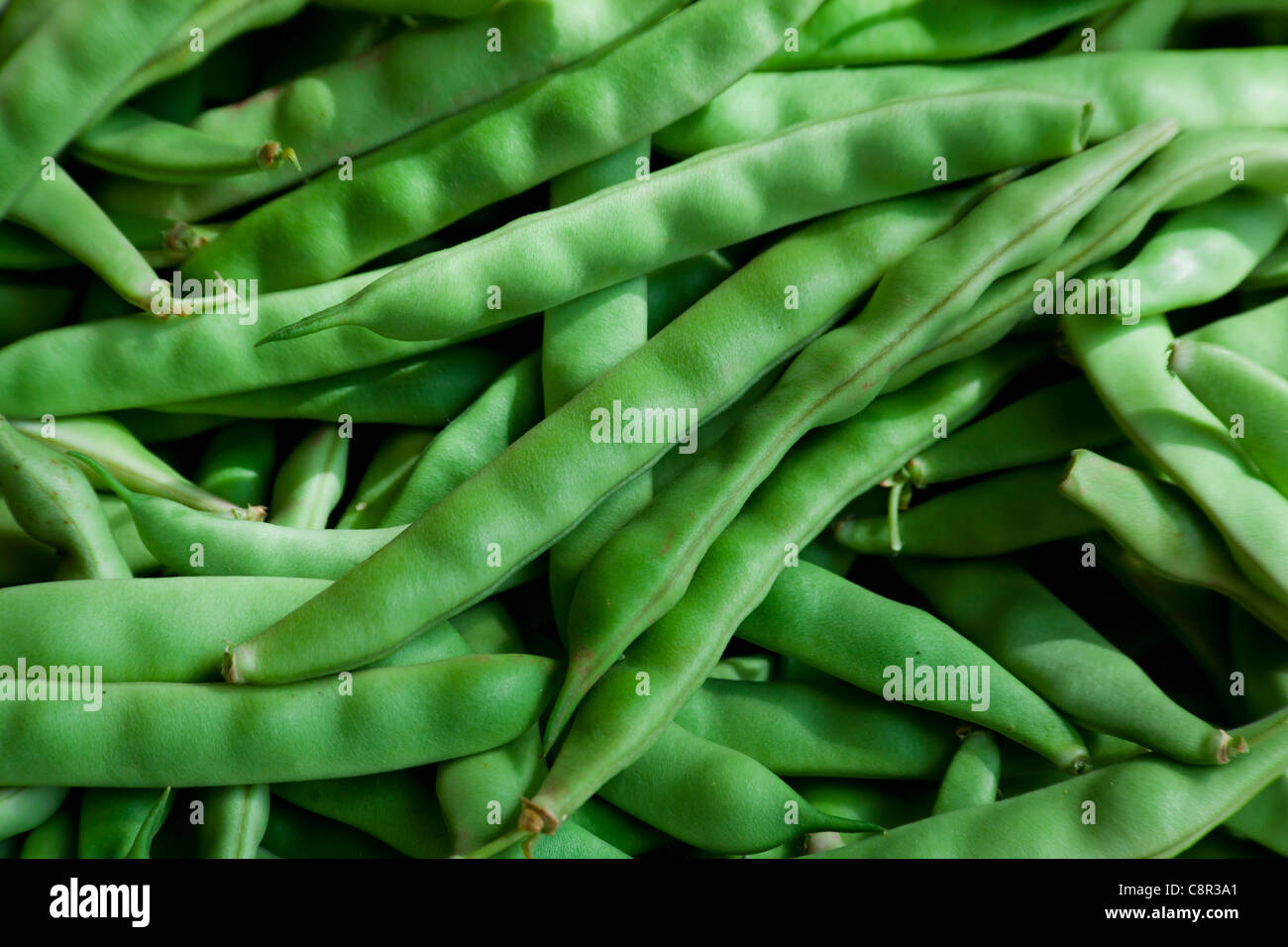 Grüne Bohnen-Hintergrund Stockfoto