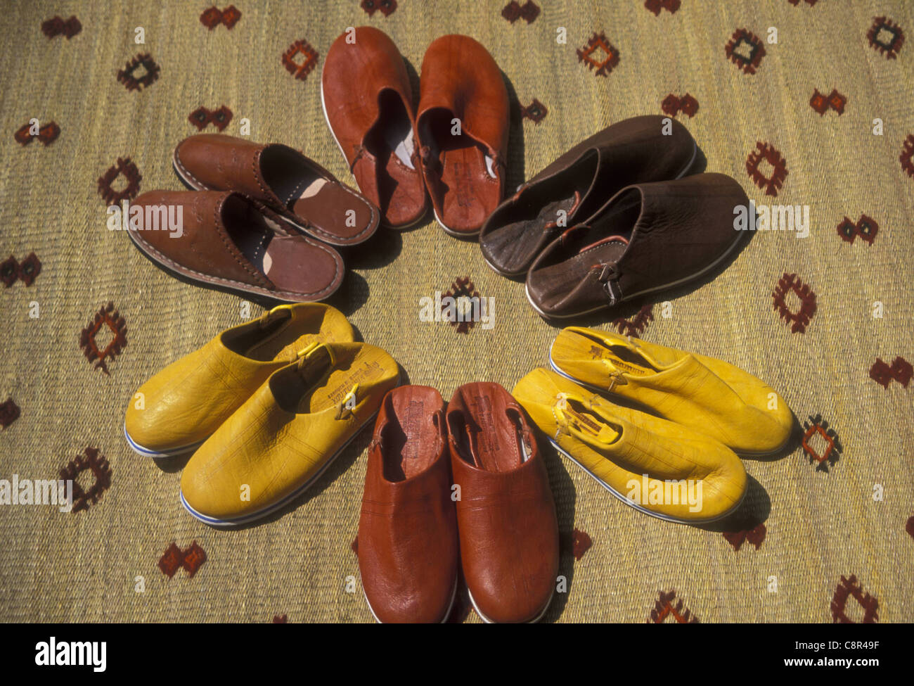 Weiches Leder Babouche Slipper in Marokko gemacht Stockfoto