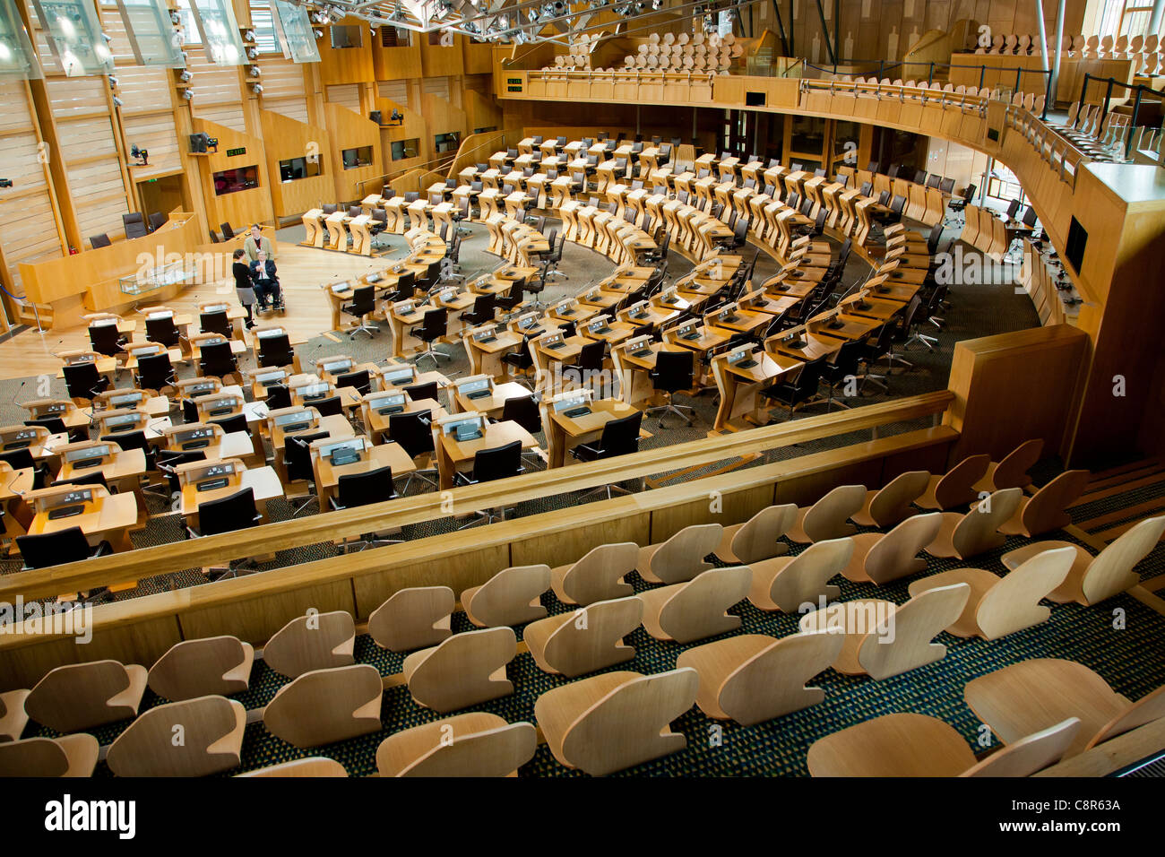 Sitzungssaal im schottischen Parlament, Edinburgh Stockfoto