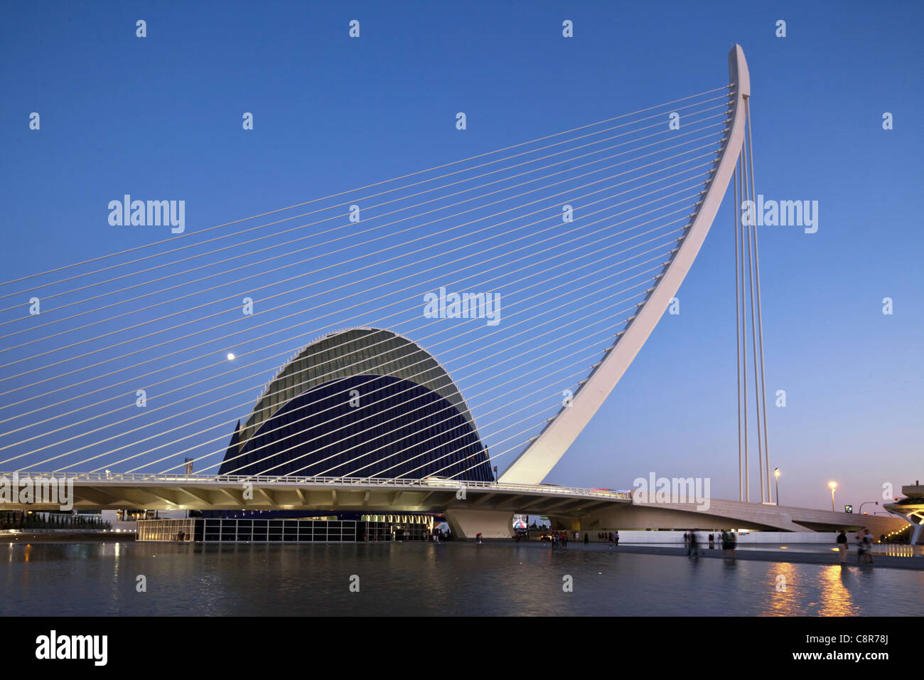 Agora, Puente de l Assut, Brücke, Stadt der Wissenschaften, Calatrava, Valencia, Spanien Stockfoto