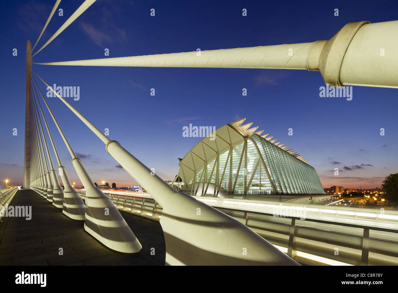 Puente de l Assut, Brücke, Stadt der Wissenschaften, Calatrava, Valencia, Spanien Stockfoto