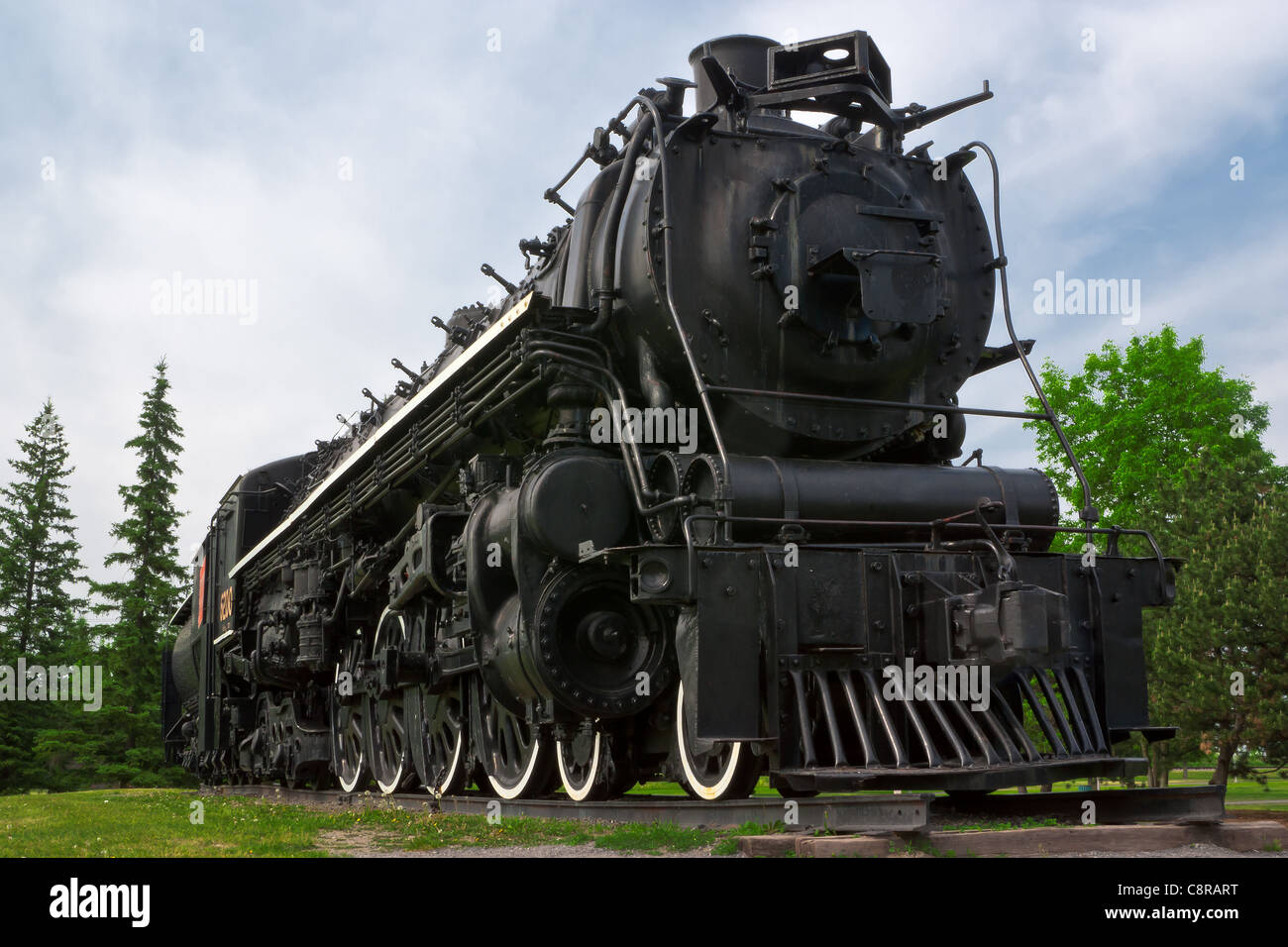 Ein historisches 4-8-4' oder "Northern" Typ Zug Dampfmaschine gebaut von "The Montreal Locomotive Works" Stockfoto