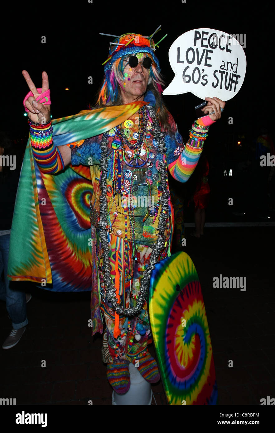Hippie Kostüm 2011 WEST HOLLYWOOD Kostüm Karneval LOS ANGELES Kalifornien USA 31. Oktober 2011 Stockfoto
