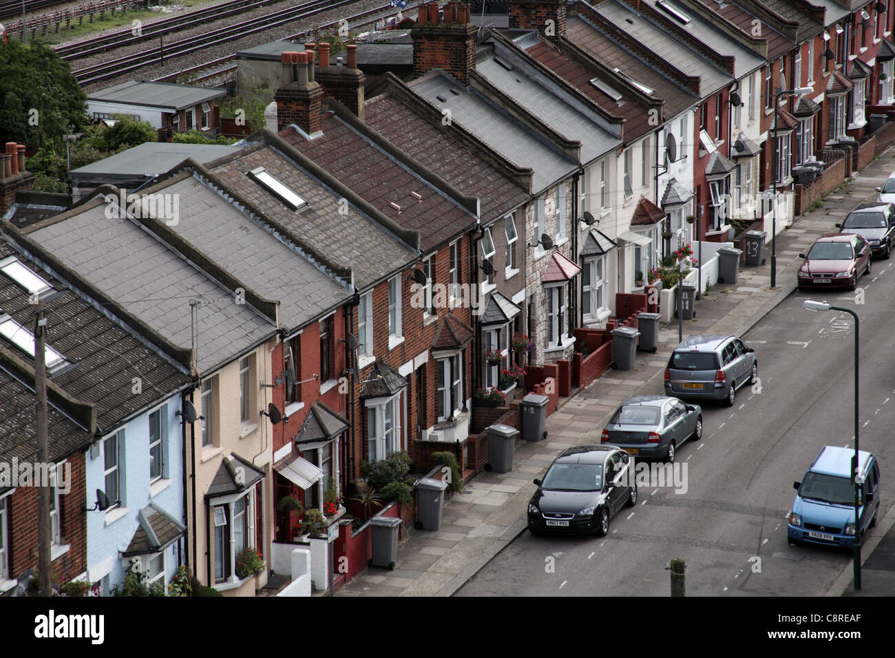 Terrassenförmig angelegten Wohnraum in Willesden, Nord-London Stockfoto