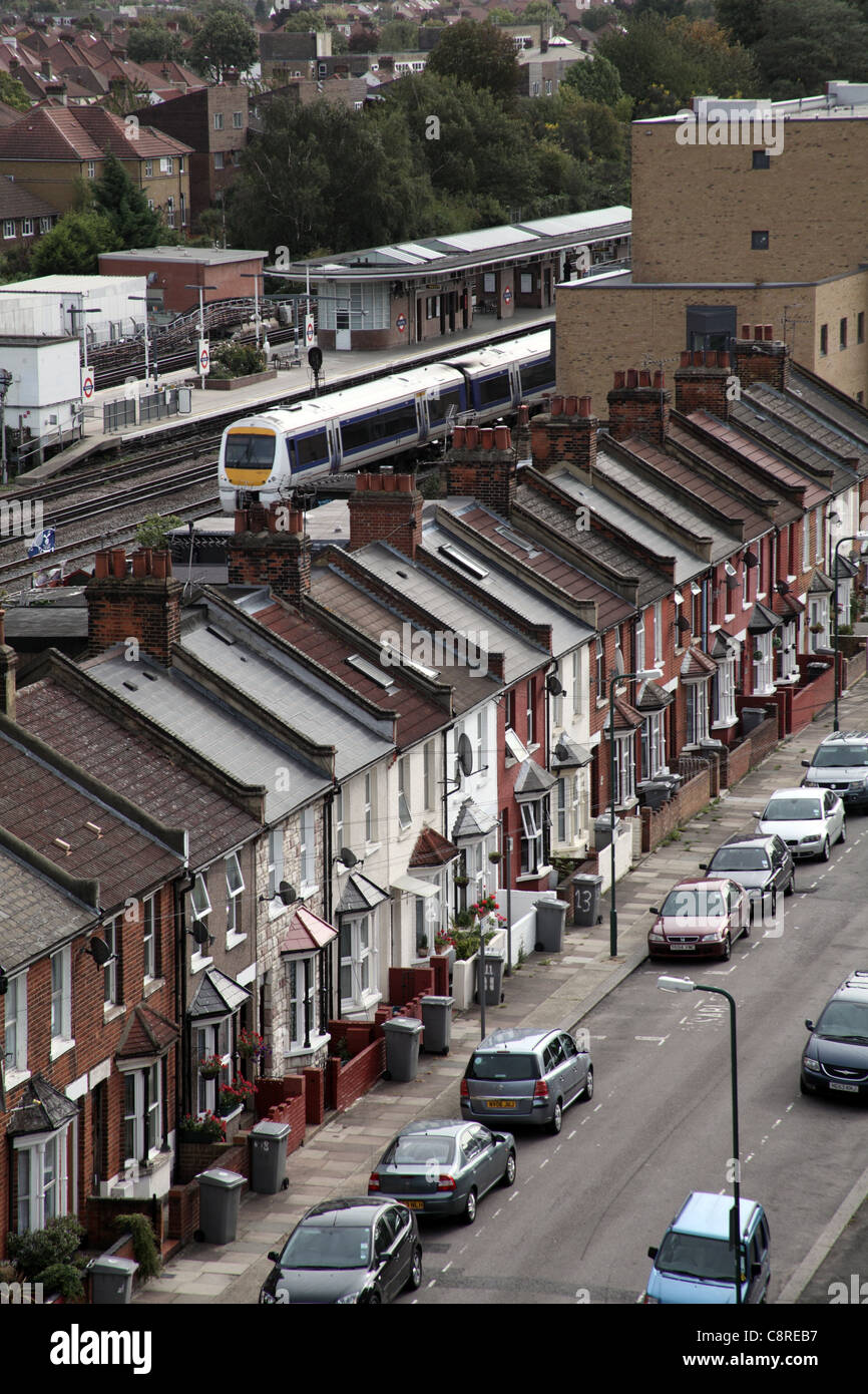Terrassenförmig angelegten Wohnraum in Willesden, Nord-London Stockfoto