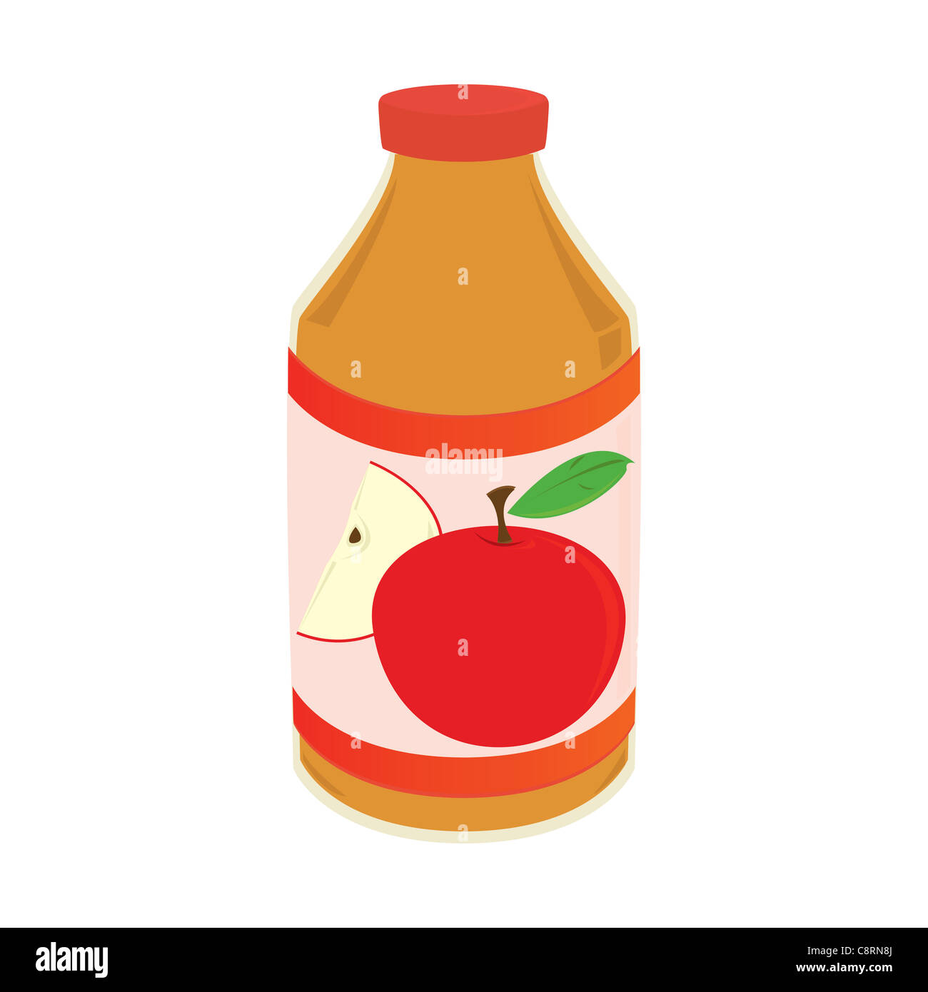 Flasche Apfelsaft mit Früchten auf dem Etikett Stockfotografie - Alamy