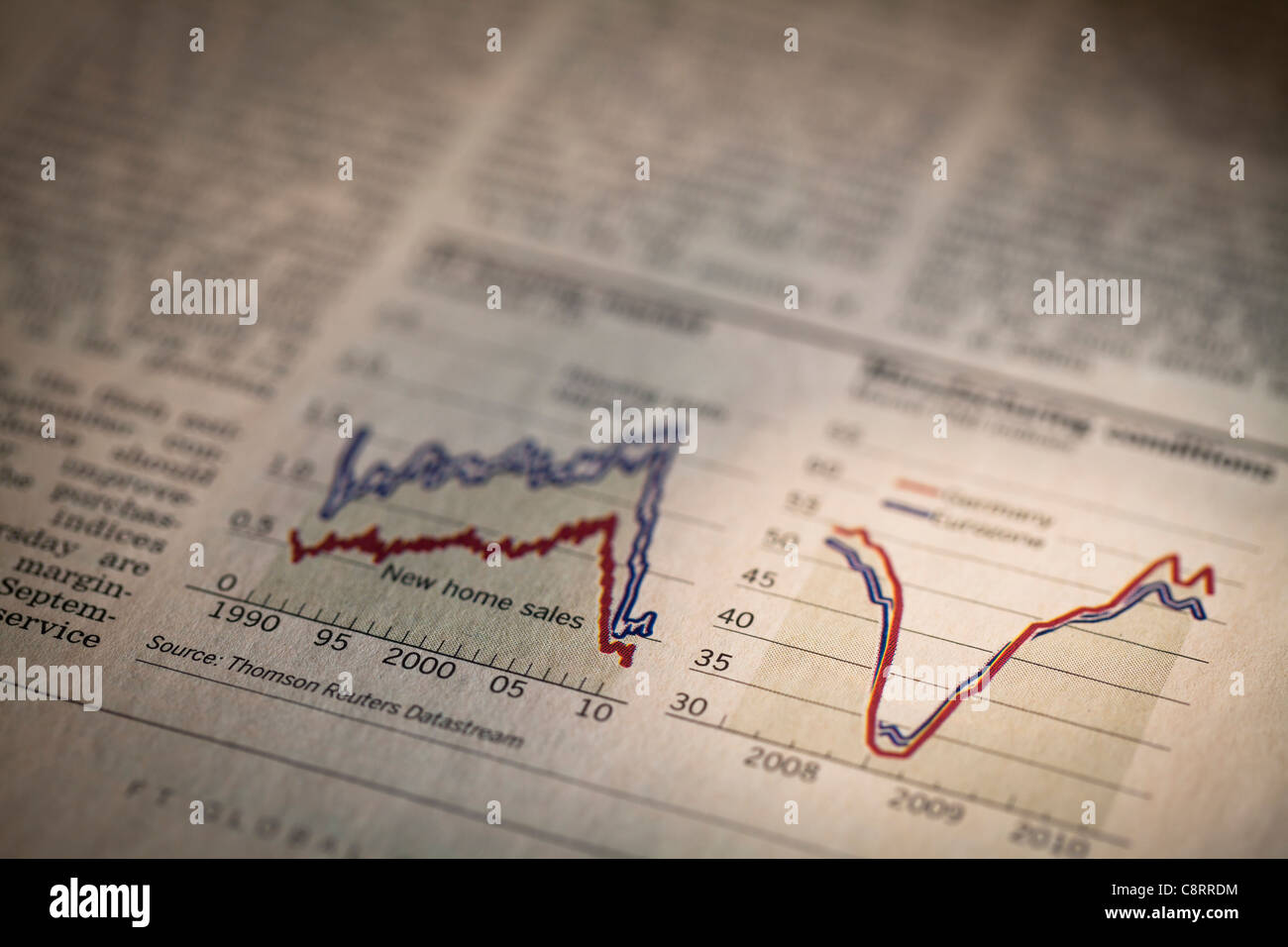 Nahaufnahme der Wachstumskurve der Immobilien Zeitung Stockfoto