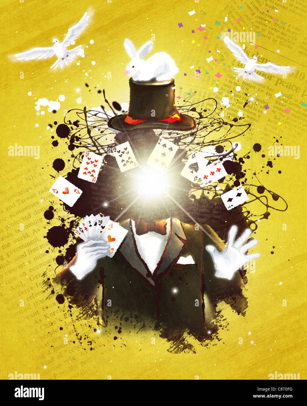 Magic Man mit magischen Trick Stockfoto