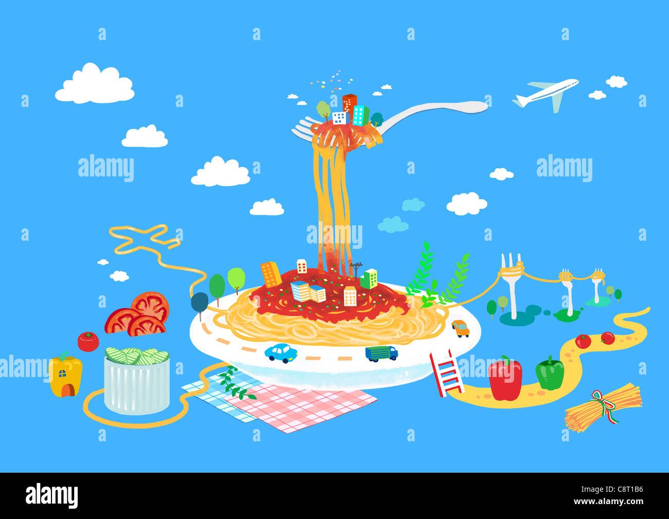 Spaghetti-Essen Stockfoto
