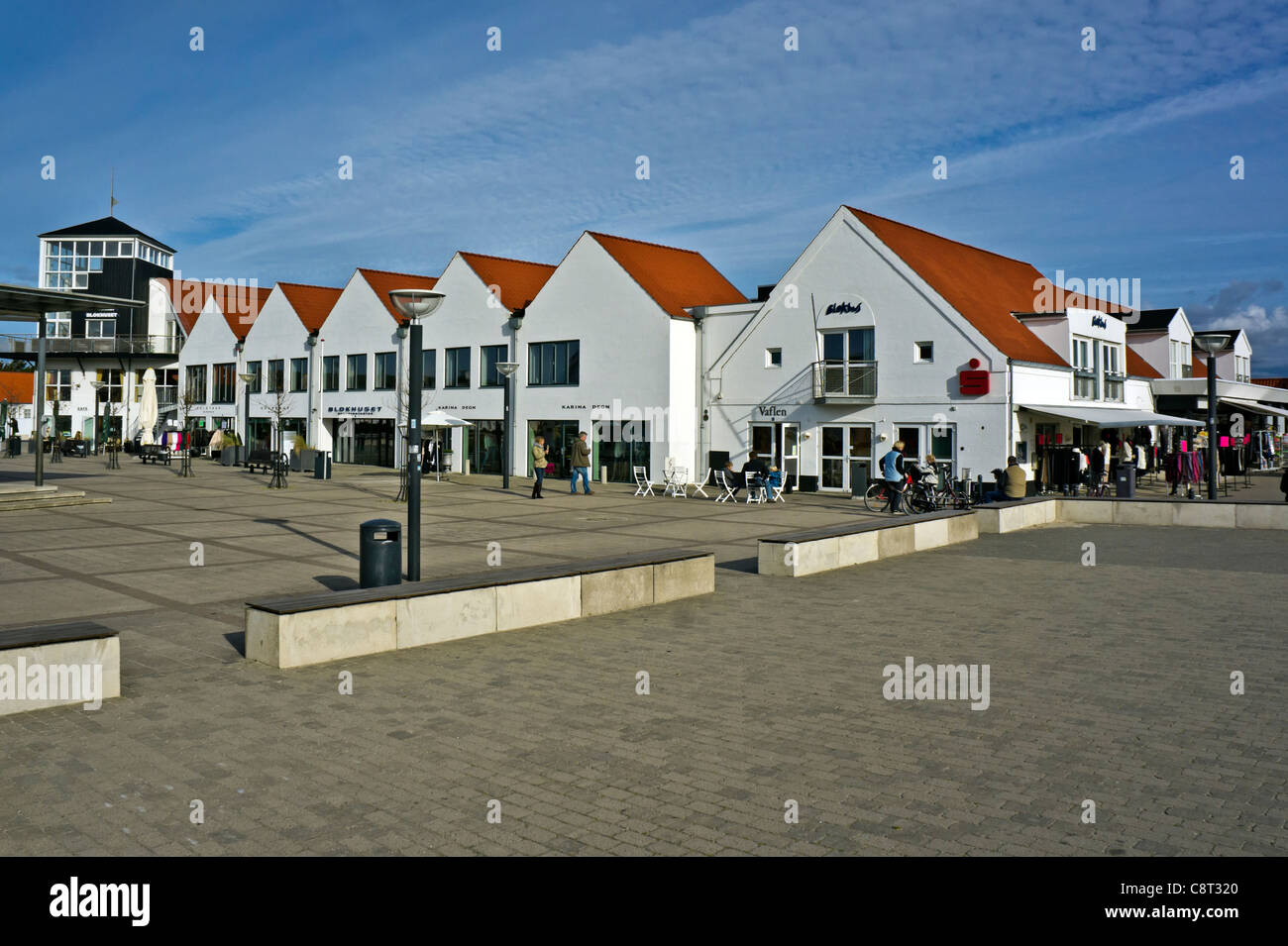 Blokhuset - shopping & Event Center Torvet Blokhus Jütland-Dänemark Stockfoto