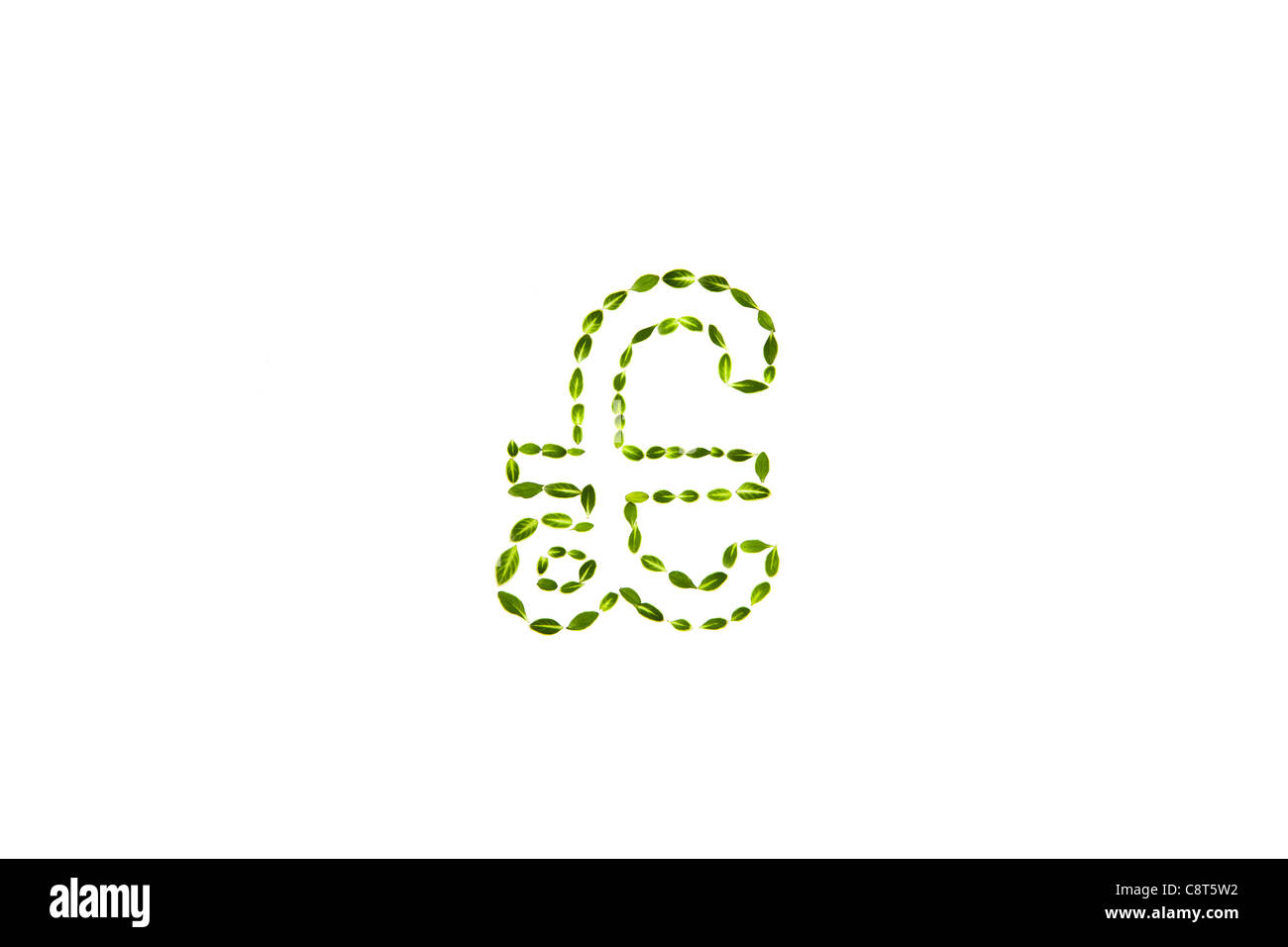 Pfund-Zeichen mit gezeichneten Blätter Stockfoto