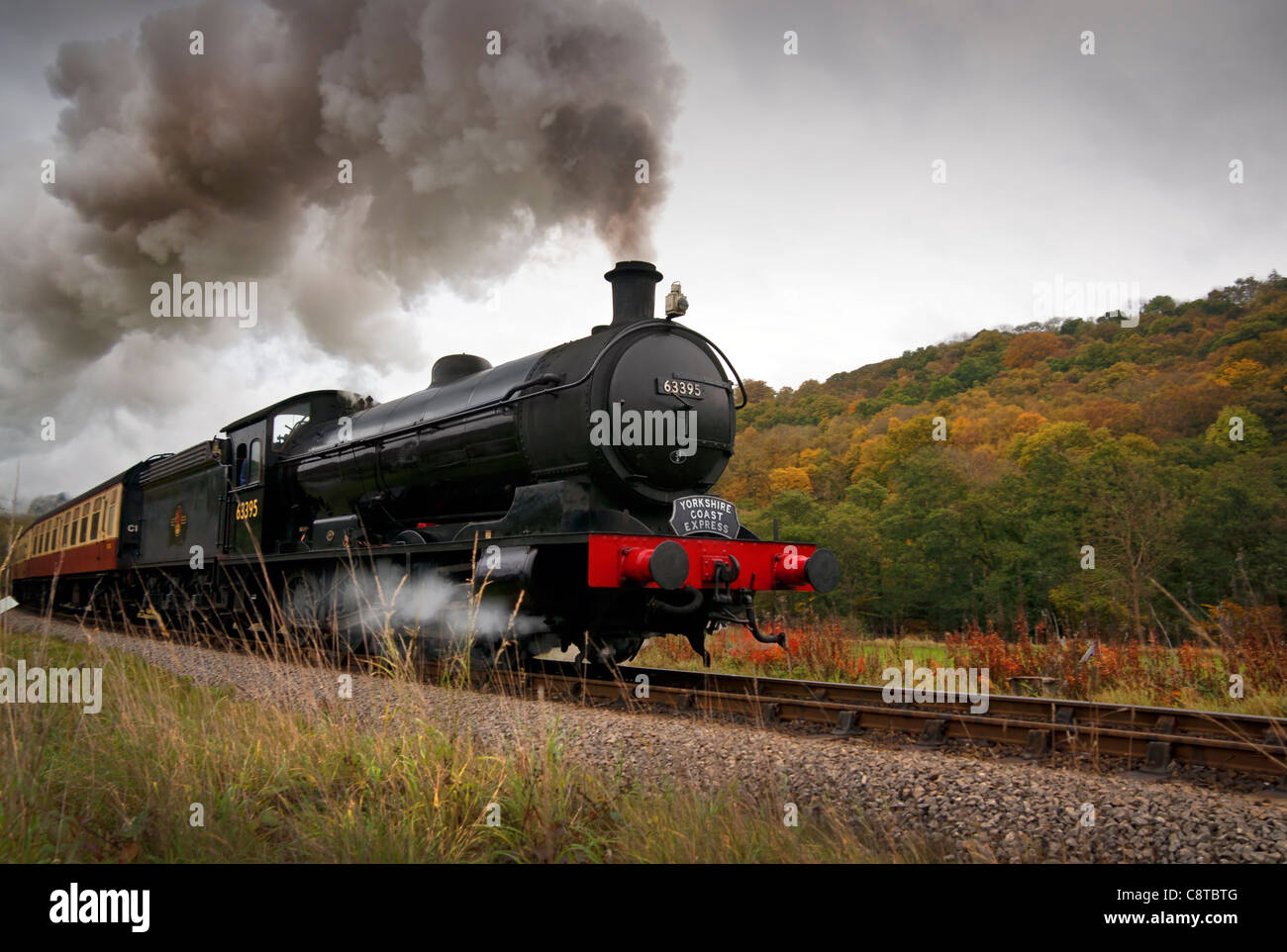 Yorkshire Coast Express Dampflok Stockfoto