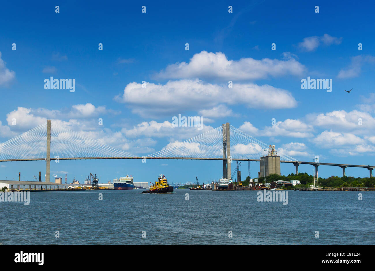 USA, Georgia, Savannah, Tamadge Brücke über den Savannah River Stockfoto