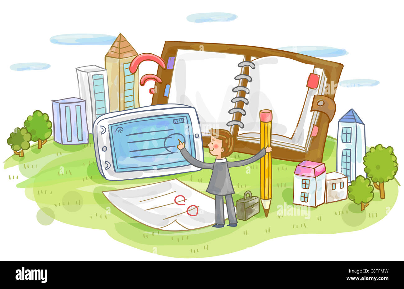 Geschäftsmann schreiben Zeitplan auf Tagebuch Stockfoto