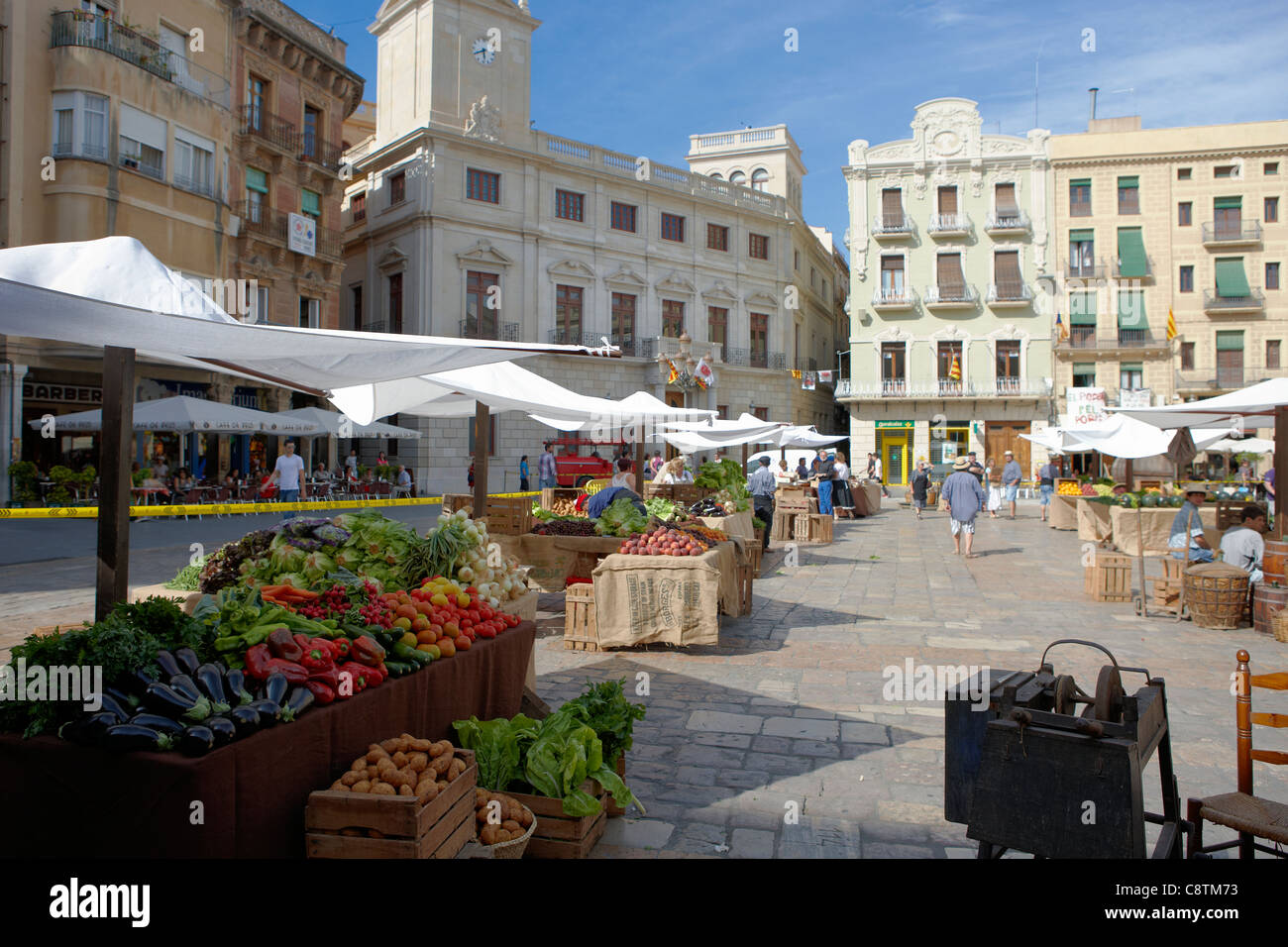 Traditionelle greenmarket im Zentrum von Reus. Katalonien, Spanien. Stockfoto