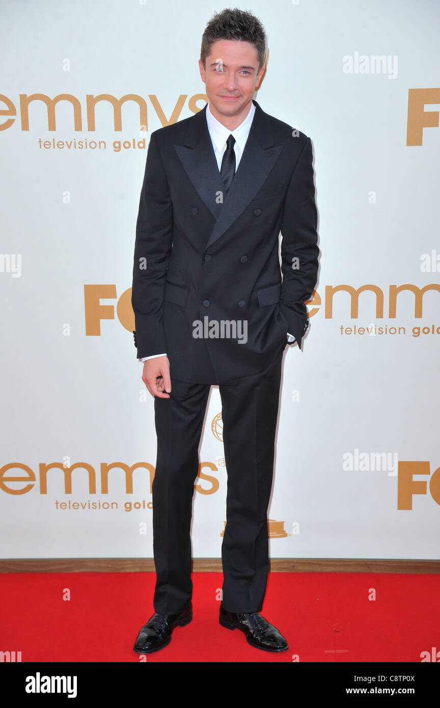 Topher Grace im Ankunftsbereich für die 63. Primetime Emmy Awards - Ankünfte 2, Nokia Theatre L.A. Live, Los Angeles, CA September Stockfoto